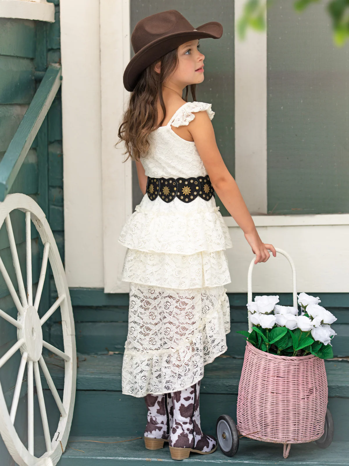 Ivory Blossom Lace Ruffle Top & Skirt Set - Image 7