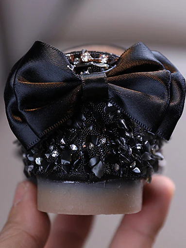 Jeweled Princess Black Ankle Strap Flats By Liv and Mia - Image 2