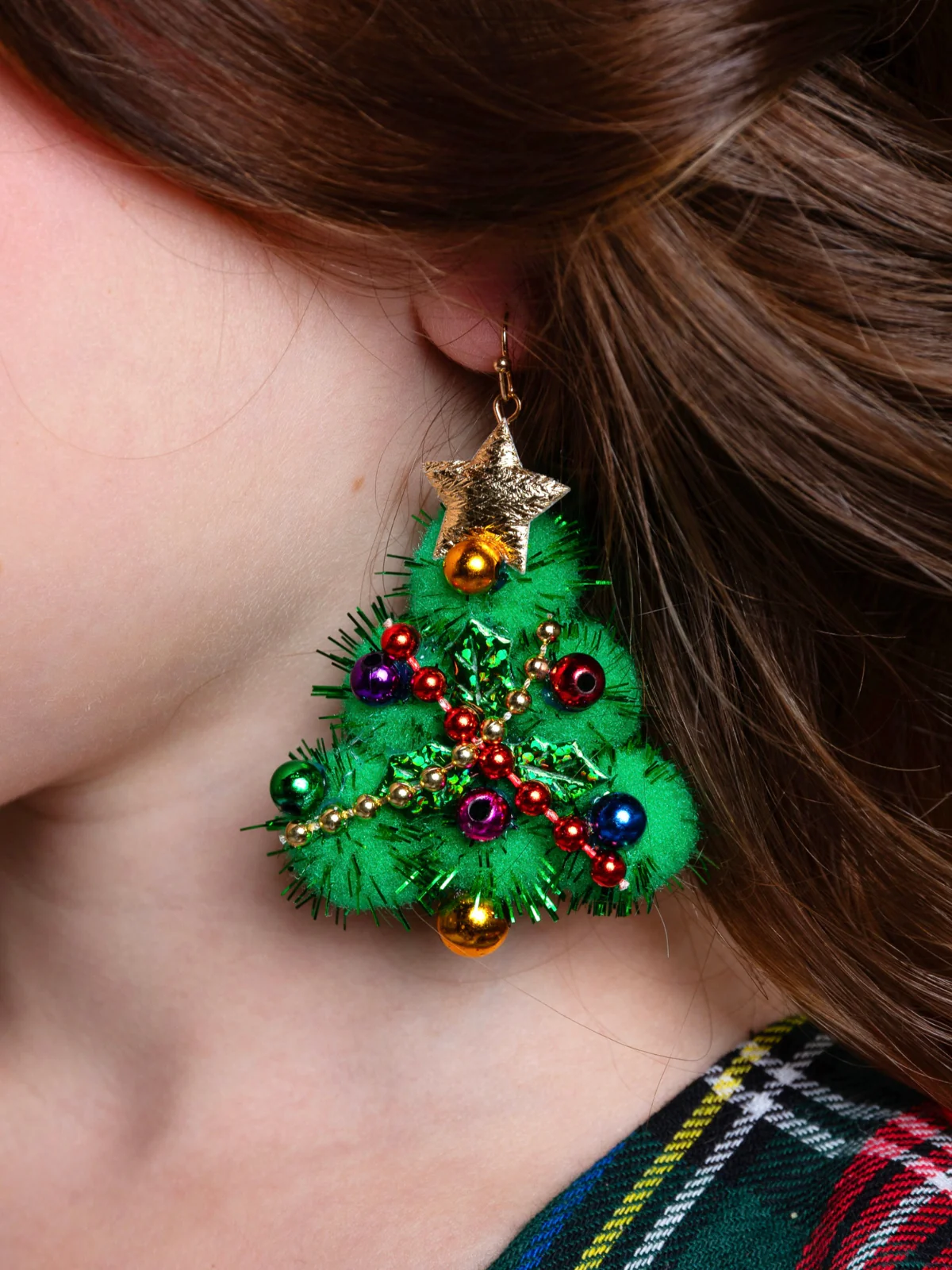 Jingle & Joy Christmas Tree Statement Earrings - Image 2