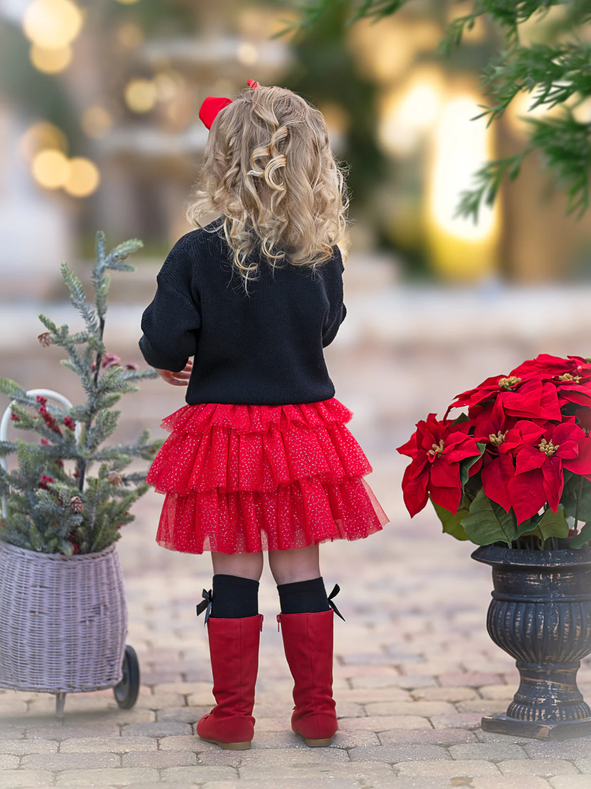 Jolly Embroidered Sweater and Glitter Tutu Skirt Set - Image 4