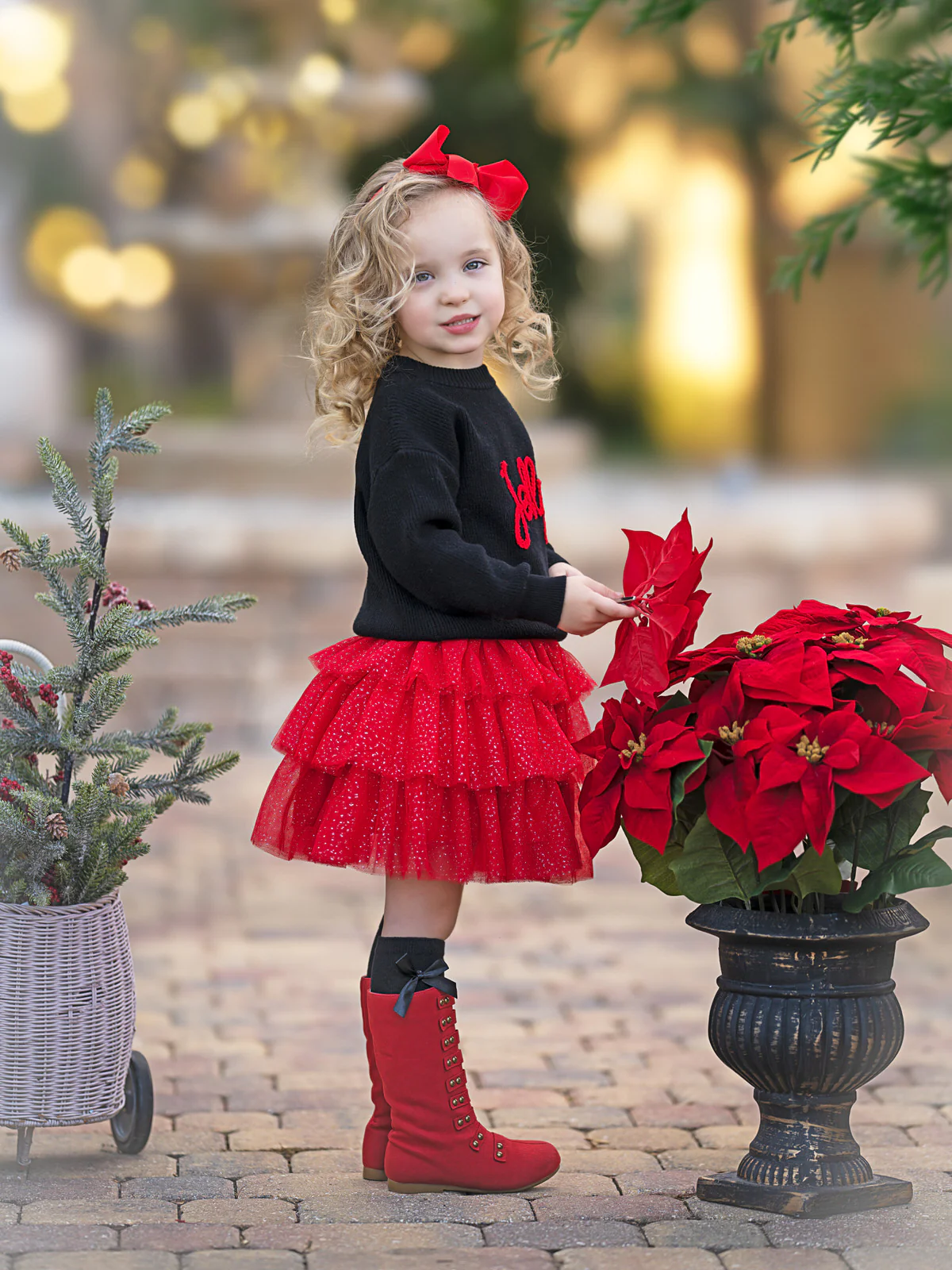 Jolly Embroidered Sweater and Glitter Tutu Skirt Set - Image 5