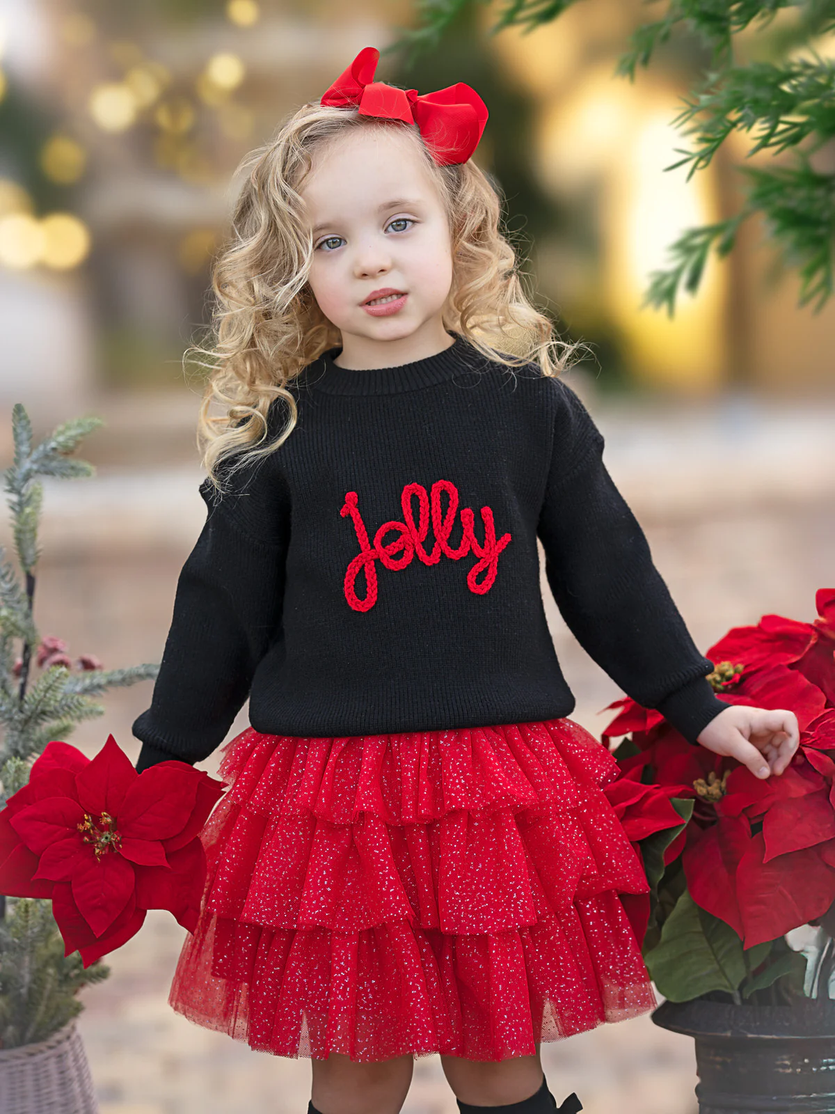 Jolly Embroidered Sweater and Glitter Tutu Skirt Set - Image 7