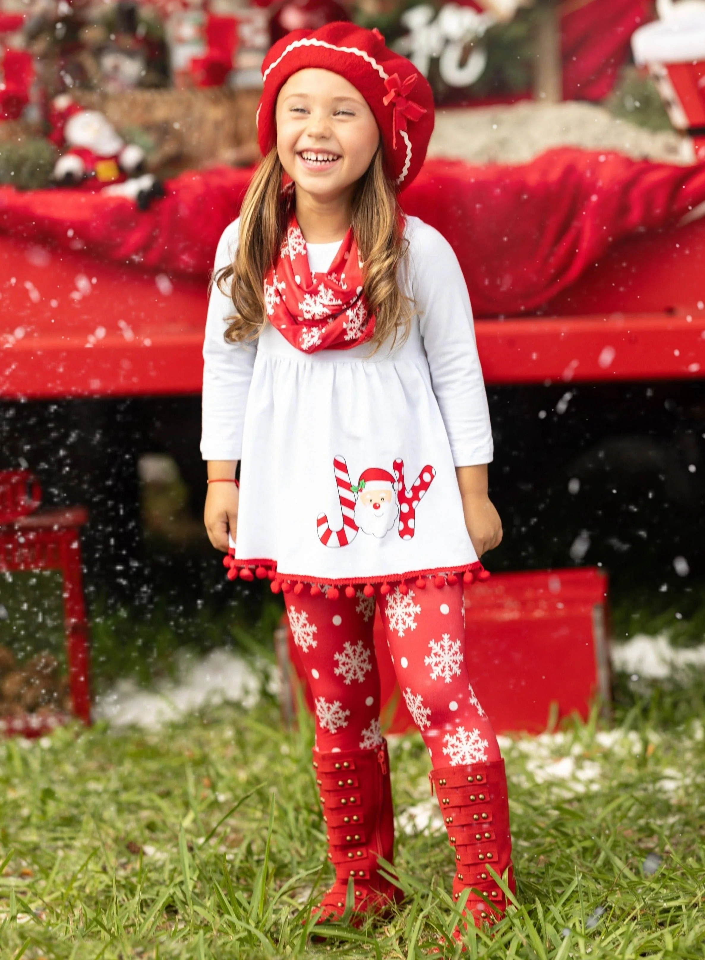 Joyful Days Tunic, Leggings, and Scarf Christmas Set - Image 2