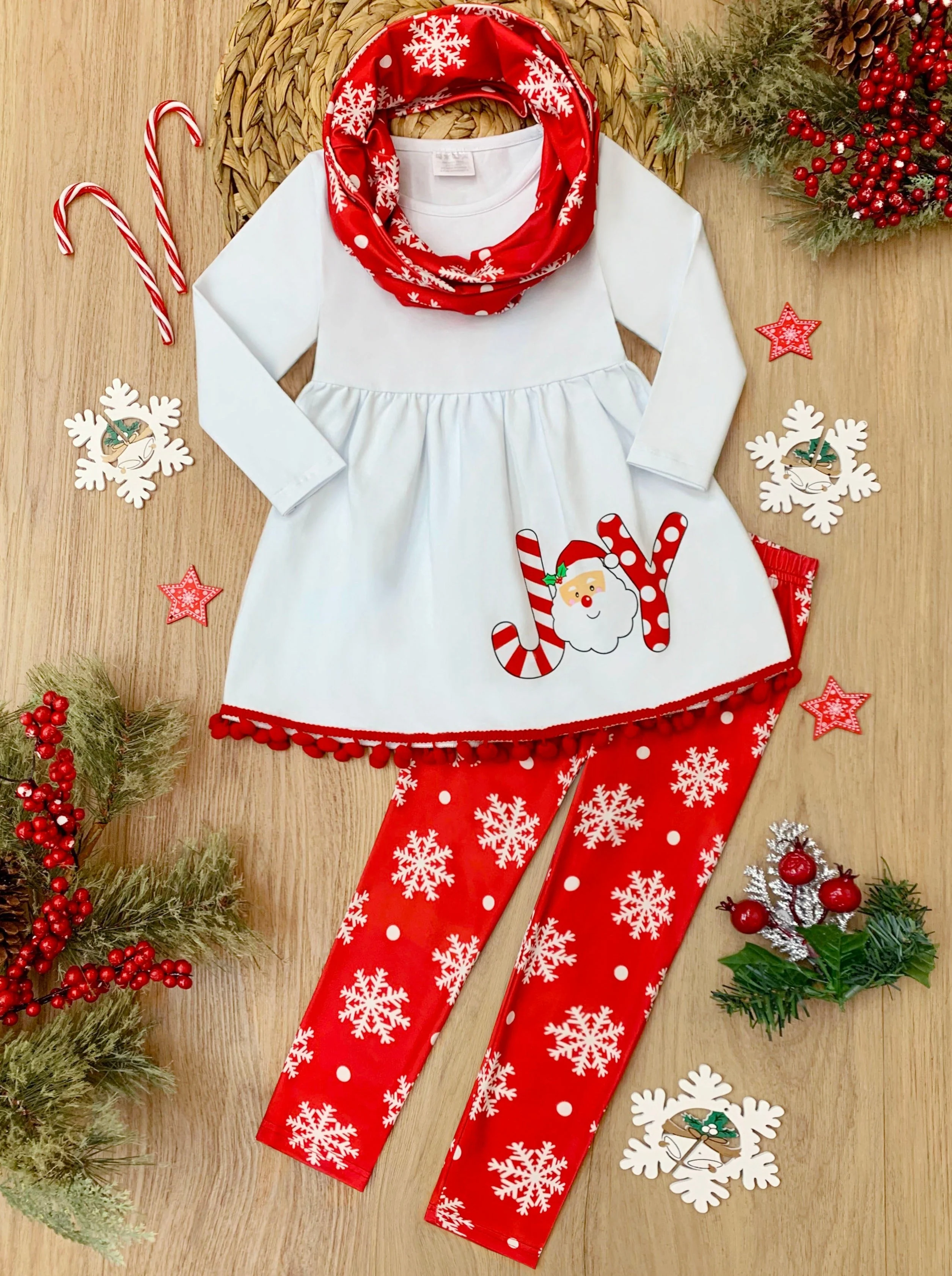 Joyful Days Tunic, Leggings, and Scarf Christmas Set - Image 3