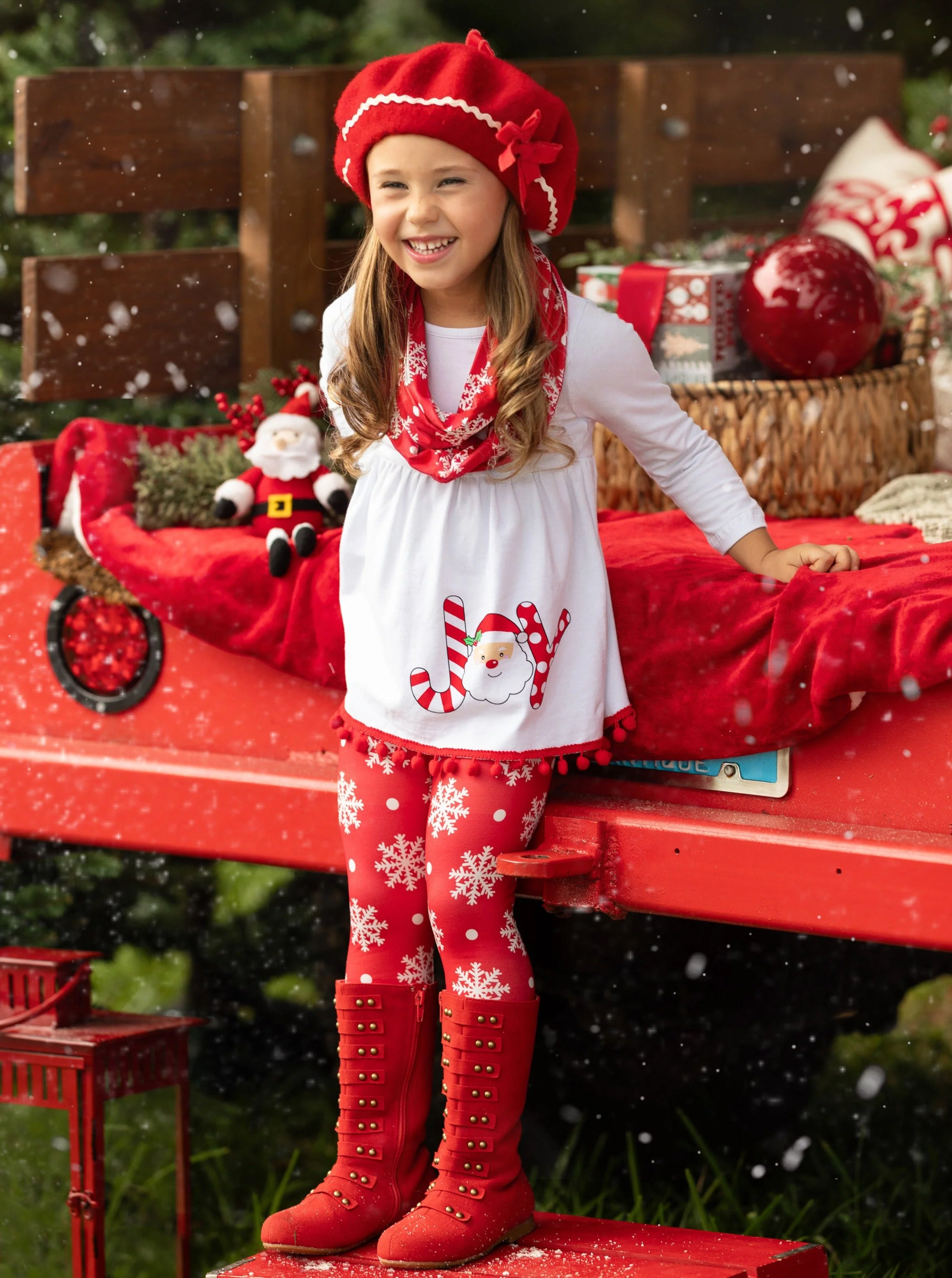 Joyful Days Tunic, Leggings, and Scarf Christmas Set - Image 4