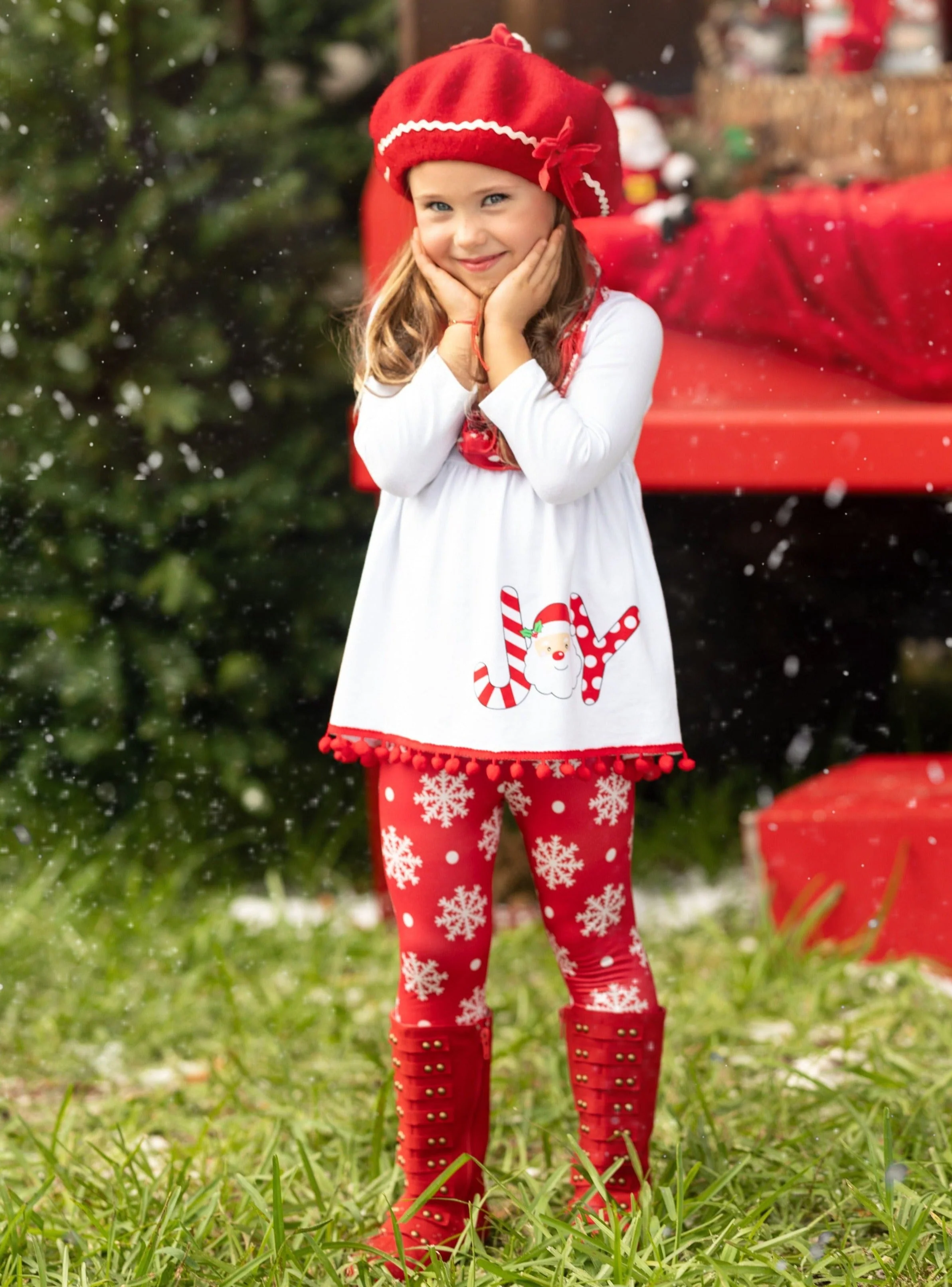 Joyful Days Tunic, Leggings, and Scarf Christmas Set - Image 5