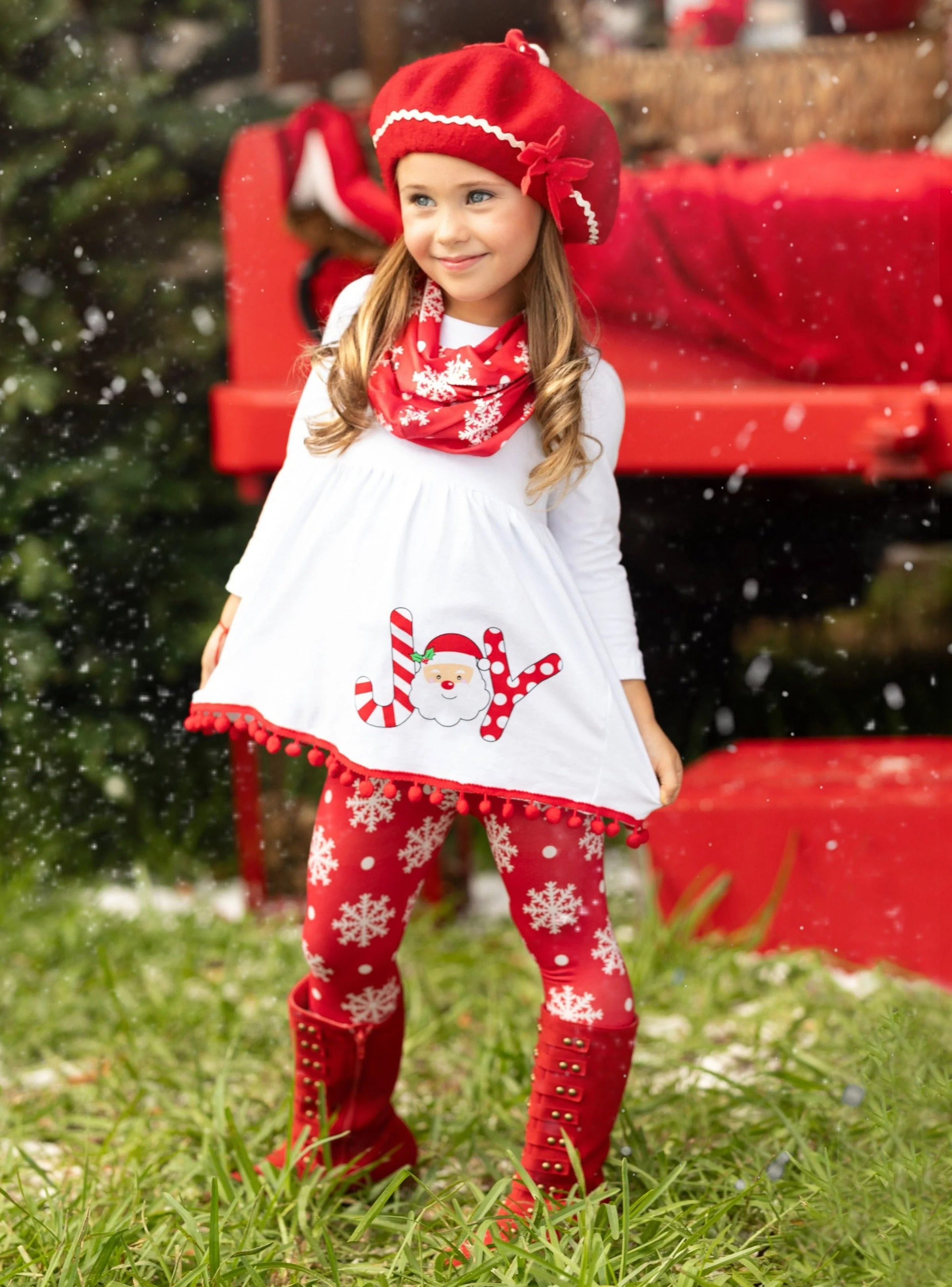 Joyful Days Tunic, Leggings, and Scarf Christmas Set - Image 6