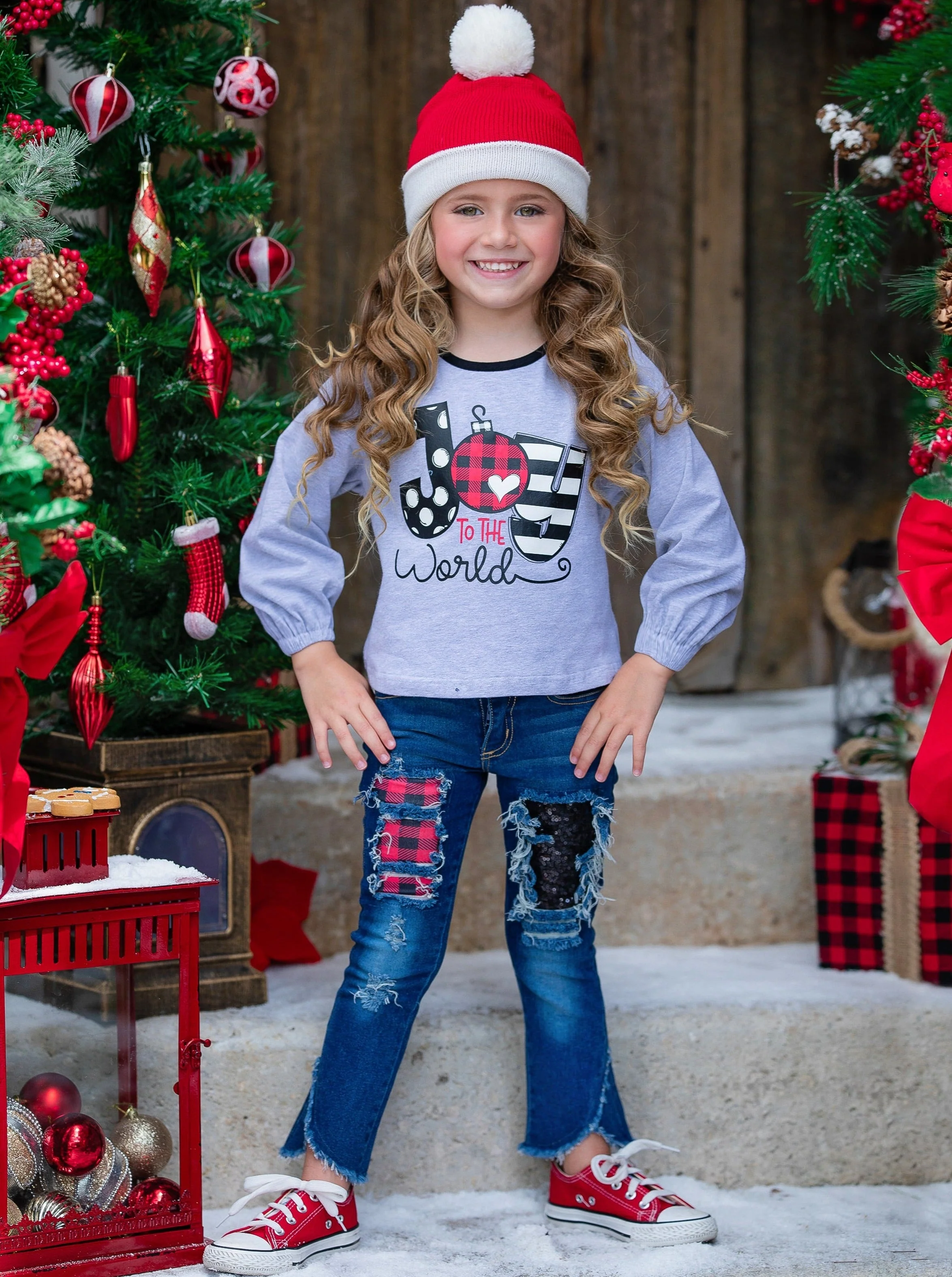 Joy To The World Patched Jean Set - Image 4