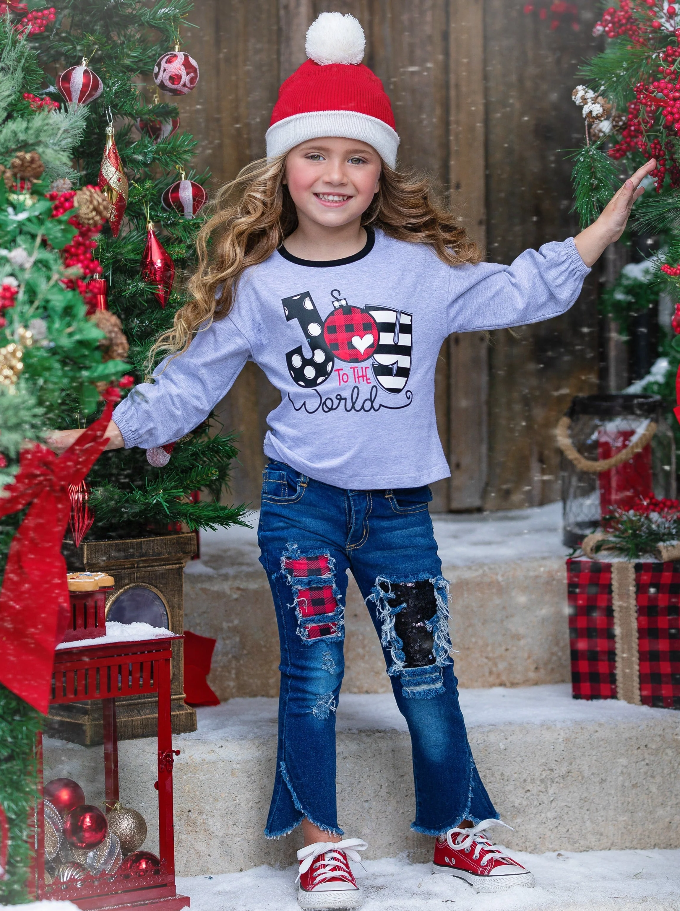 Joy To The World Patched Jean Set - Image 5