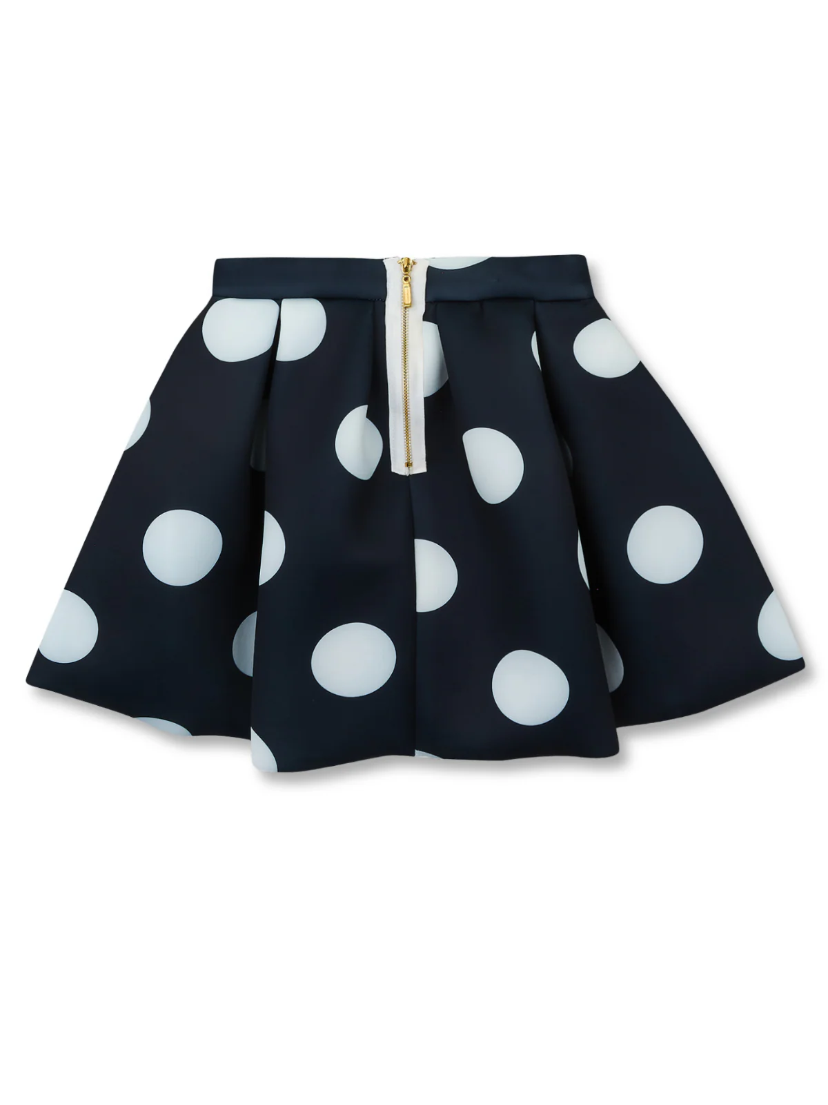 Navy Neoprene Polka Dot Pleated Tennis Skirt by Kids Couture - Image 2