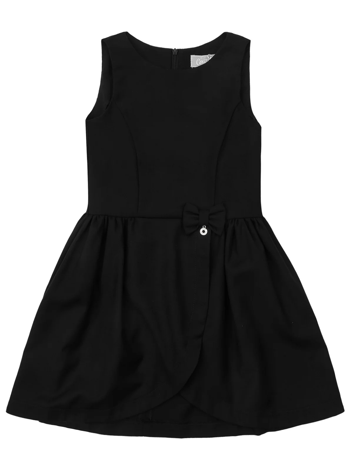 Classic Black Bow Accent A-Line Dress by Kids Couture - Image 5