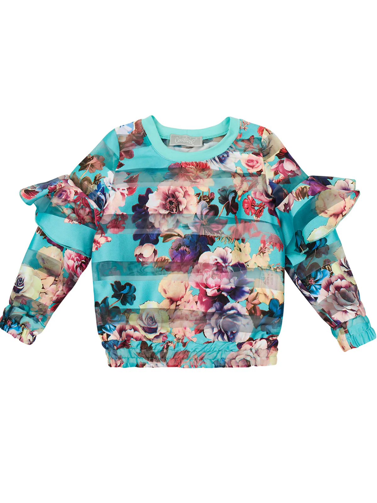 Airy Sheer Floral Ruffled Top by Kids Couture - Image 2