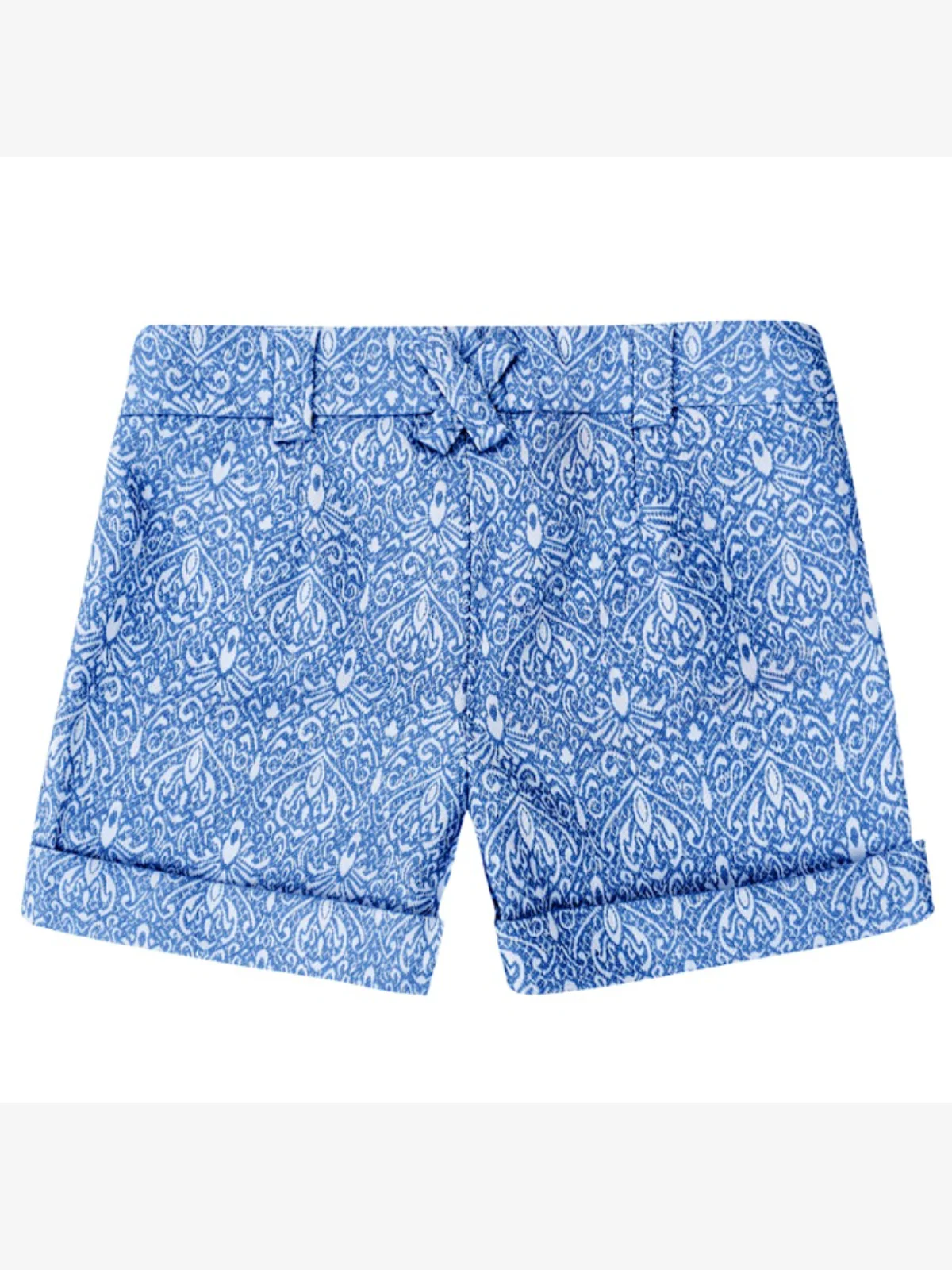 Blue Jacquard Pleated Shorts by Kids Couture - Image 4