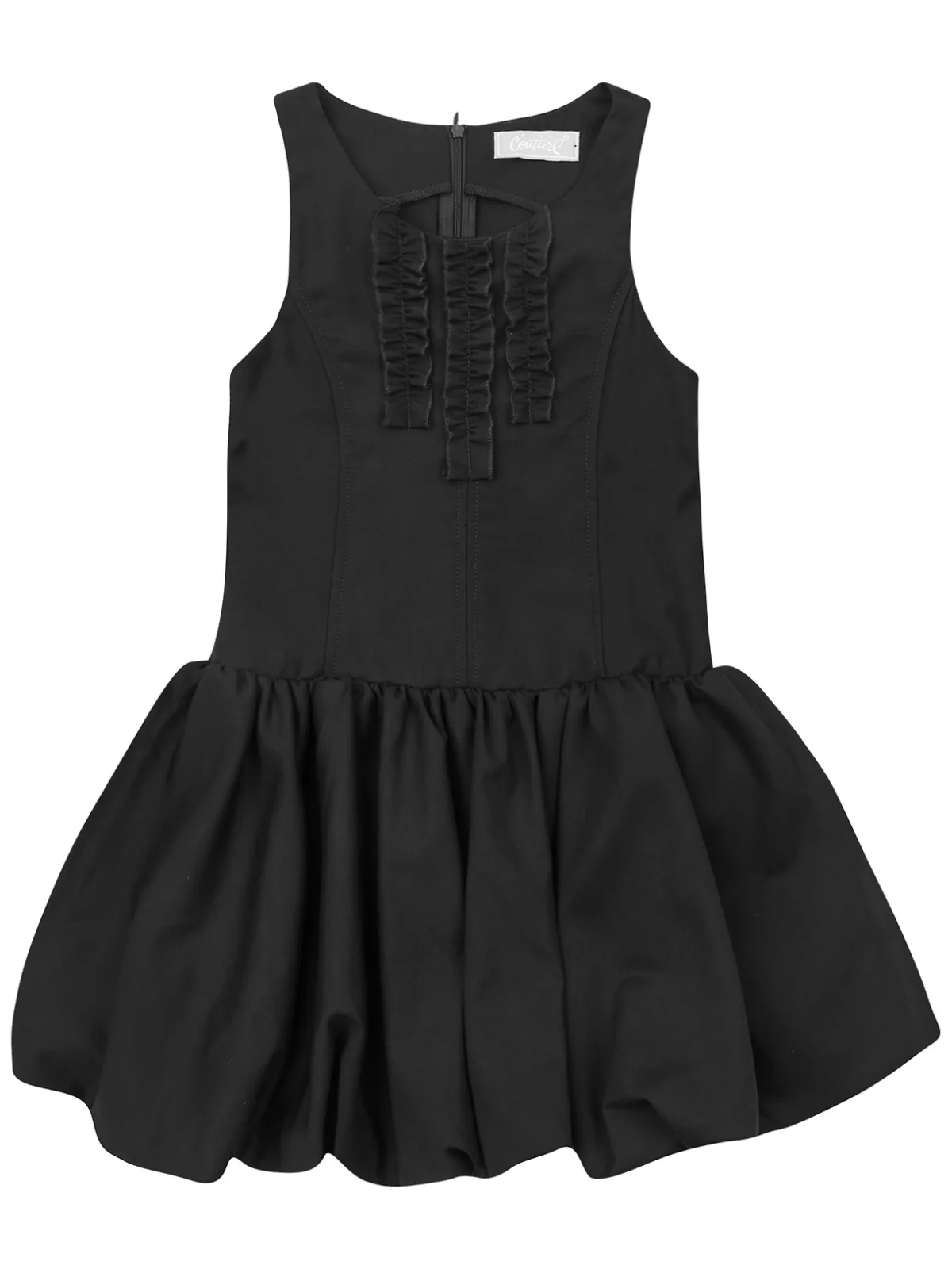 Black Sophisticated Sweetheart Ruffle Trim Dress by Kids Couture - Image 5