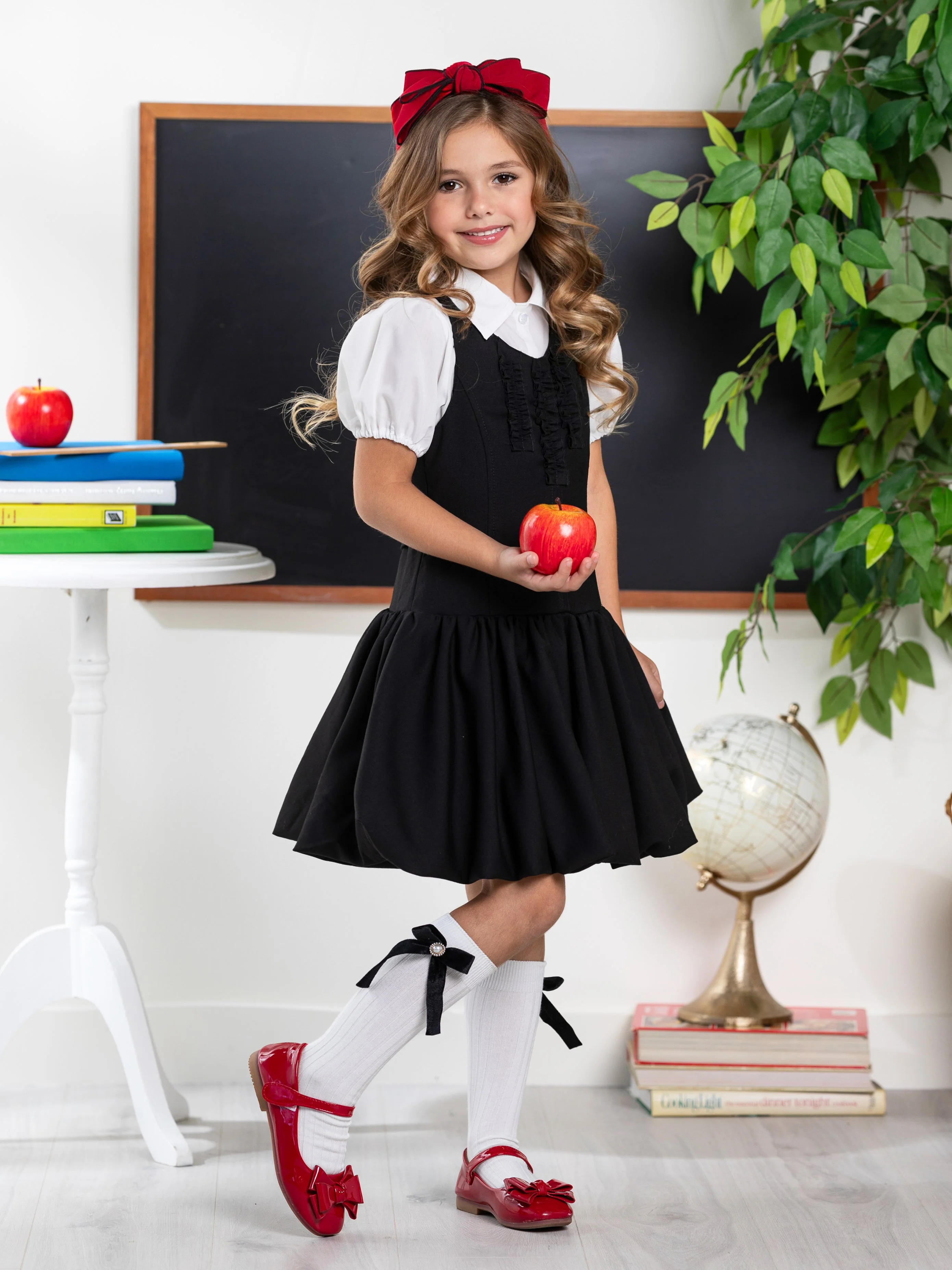 Black Sophisticated Sweetheart Ruffle Trim Dress by Kids Couture - Image 8