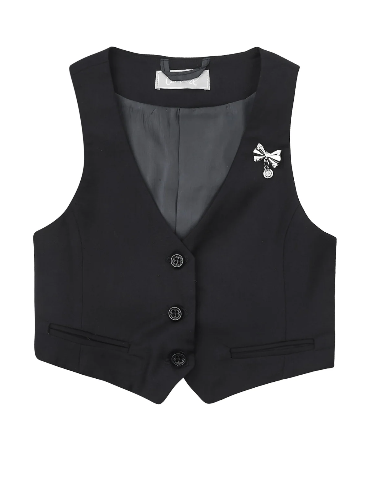 Classic Black Girls Bow Pin Vest by Kids Couture - Image 4