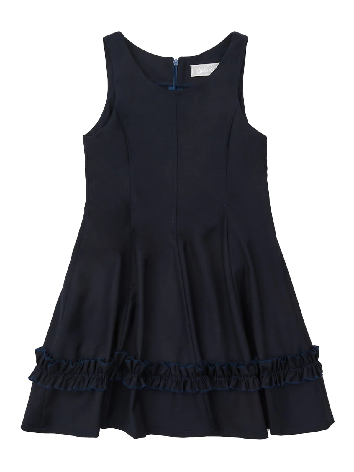 Classic Elegance Ruffle Front Navy Dress by Kids Couture - Image 4