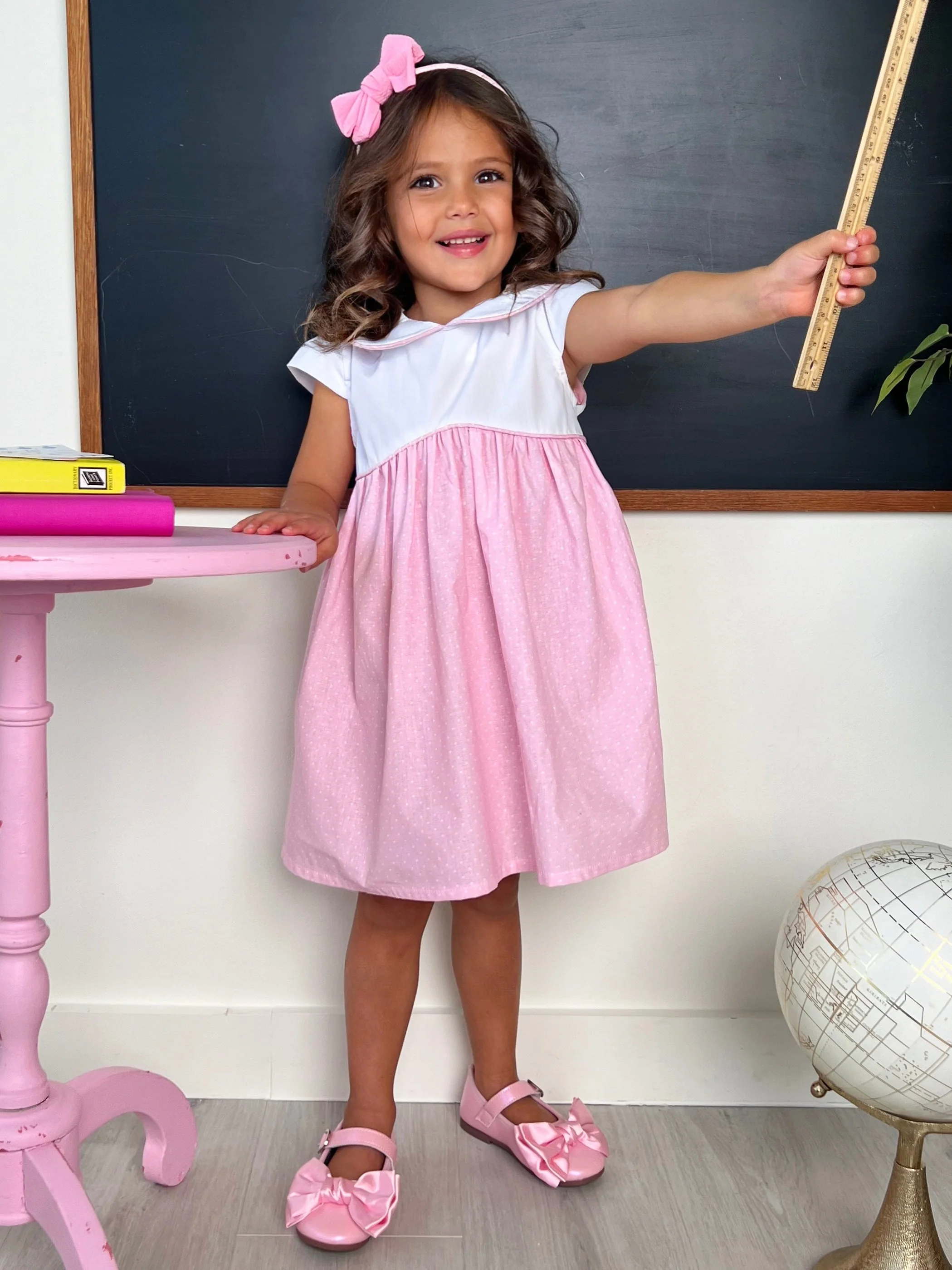 Peter Pan Collar Polka Dot Dress by Kids Couture - Image 2