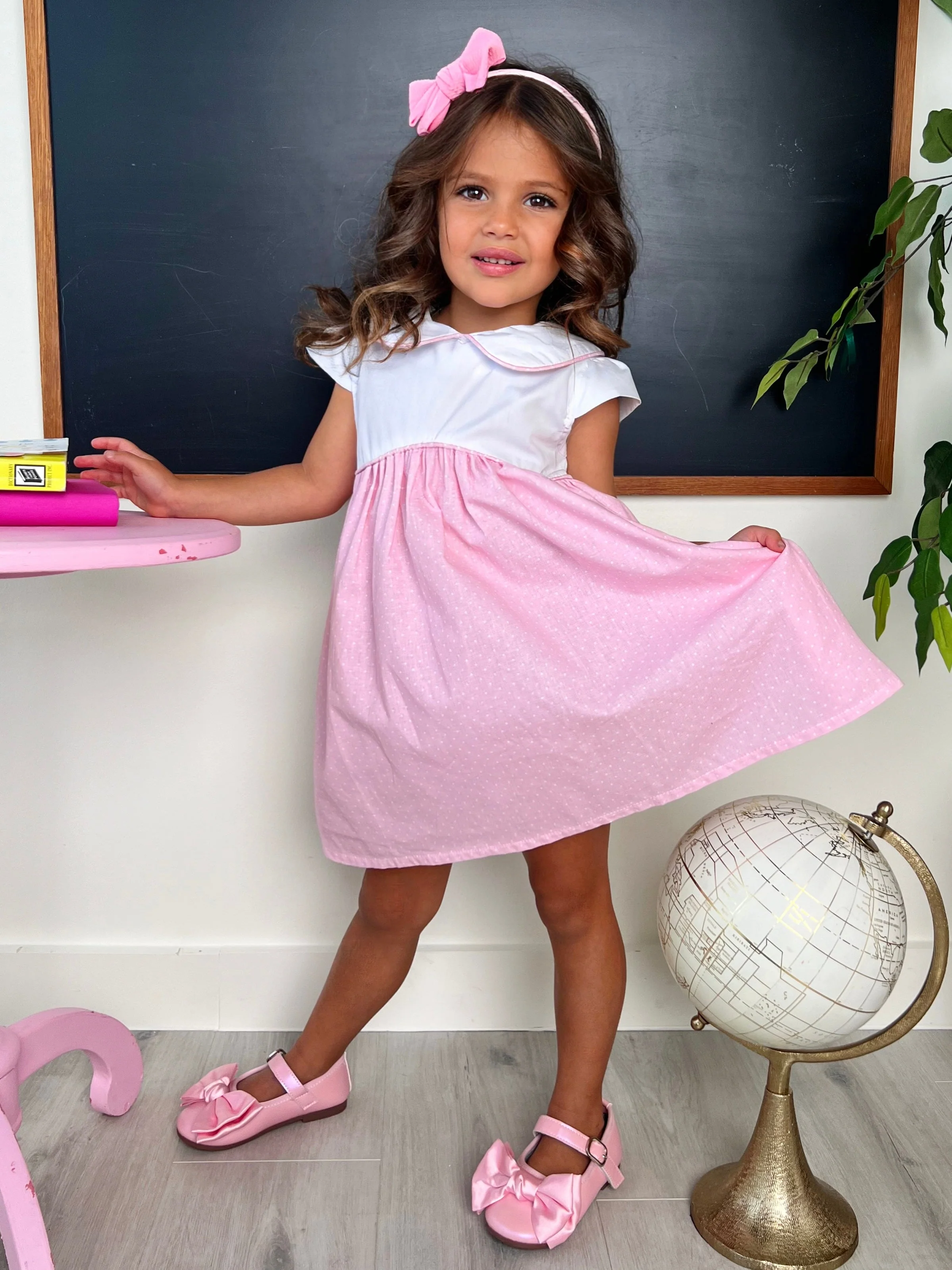 Peter Pan Collar Polka Dot Dress by Kids Couture - Image 5
