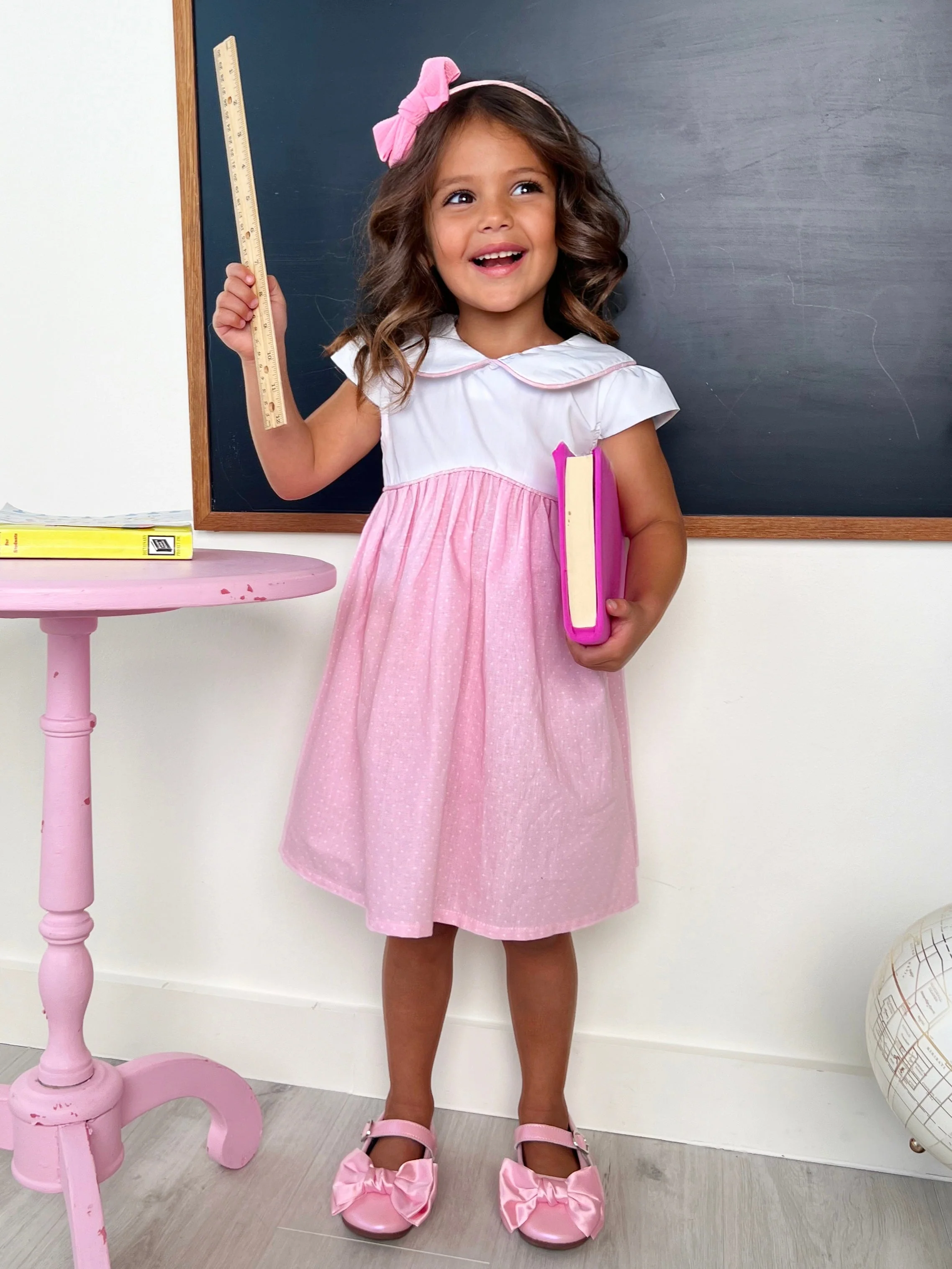 Peter Pan Collar Polka Dot Dress by Kids Couture - Image 6
