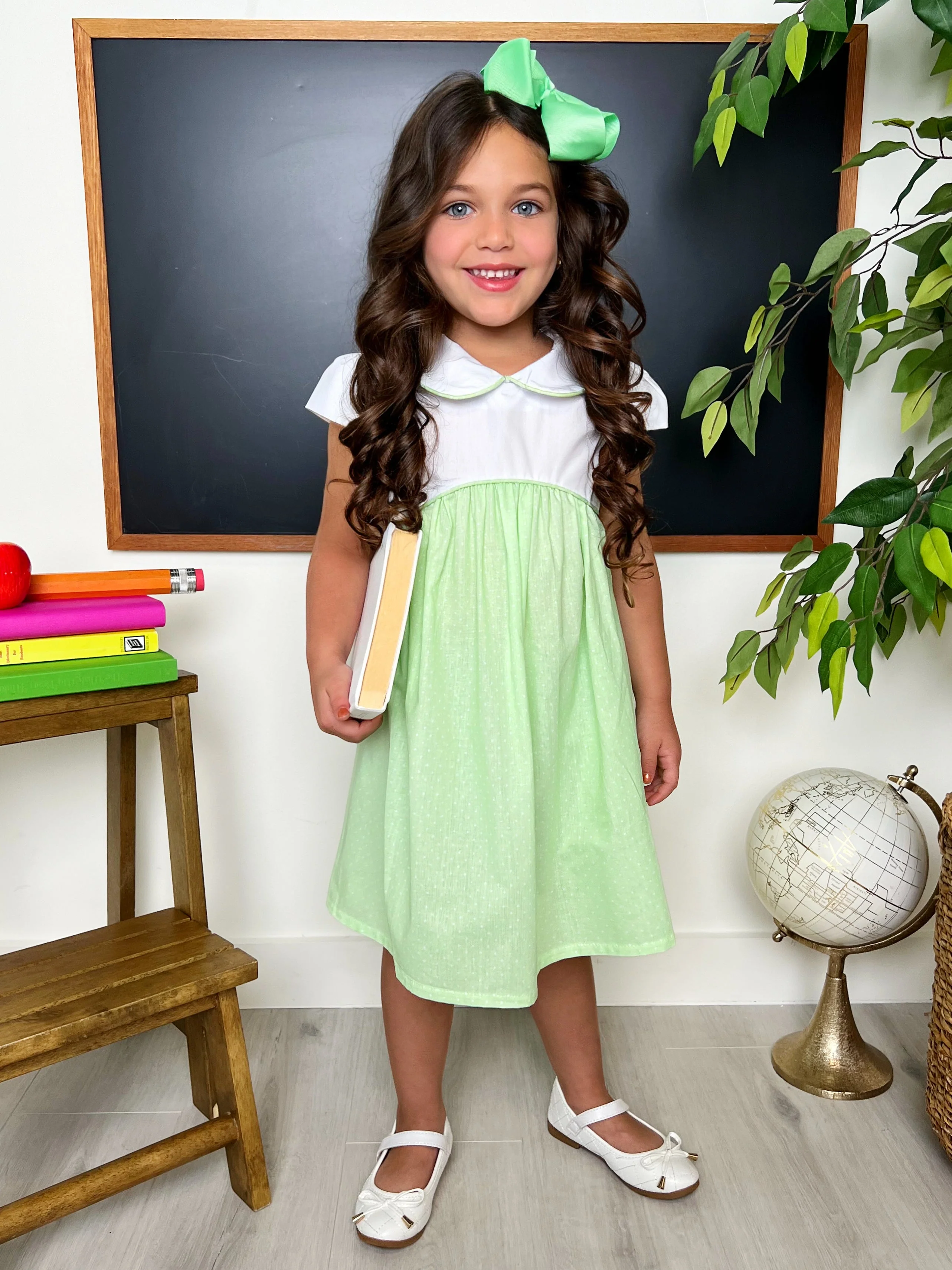 Green Glam Polka Dot A-Line Dress by Kids Couture - Image 4