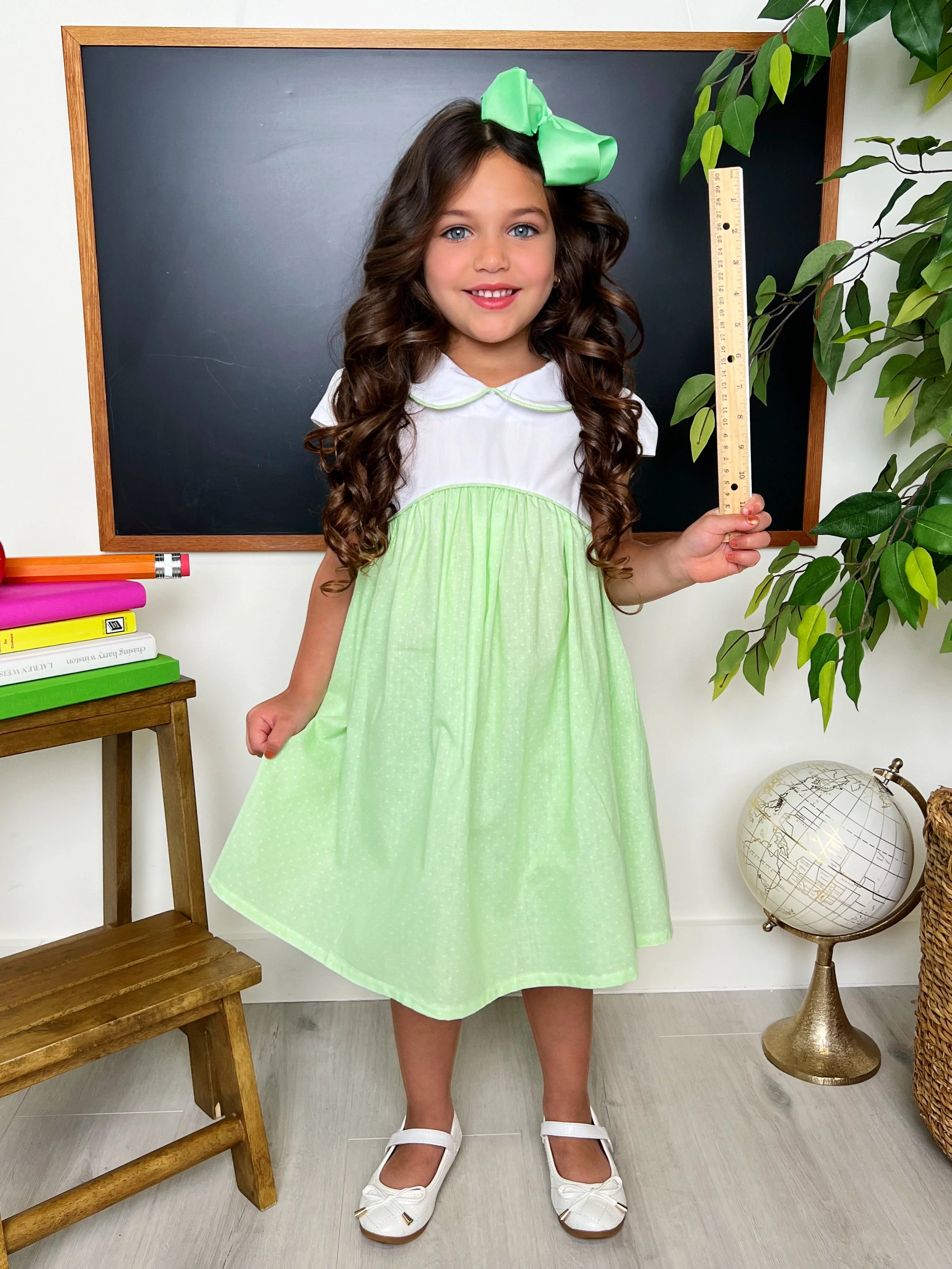 Green Glam Polka Dot A-Line Dress by Kids Couture - Image 6