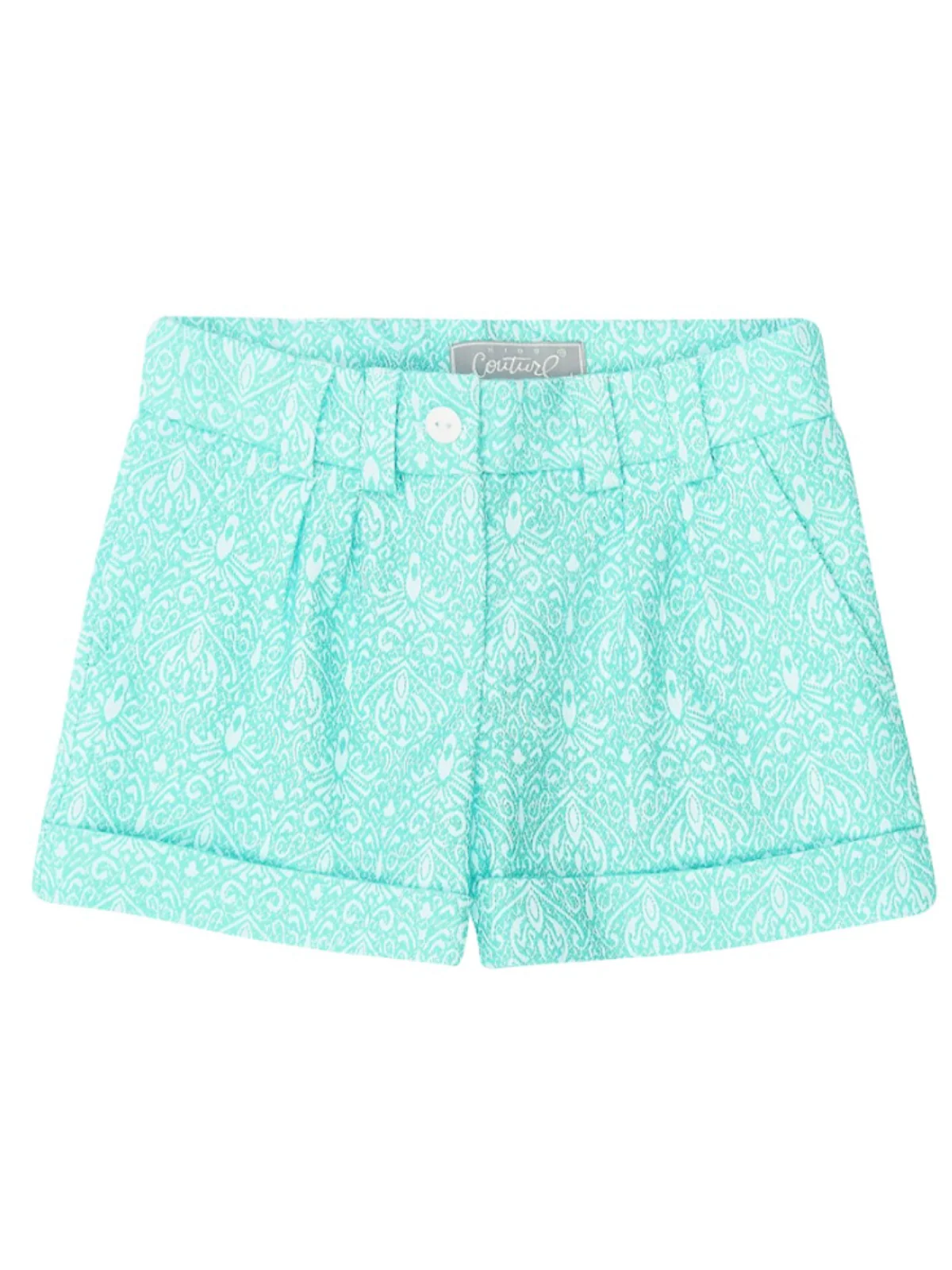 Mint Jacquard Button Fly Shorts by Kids Couture - Image 3