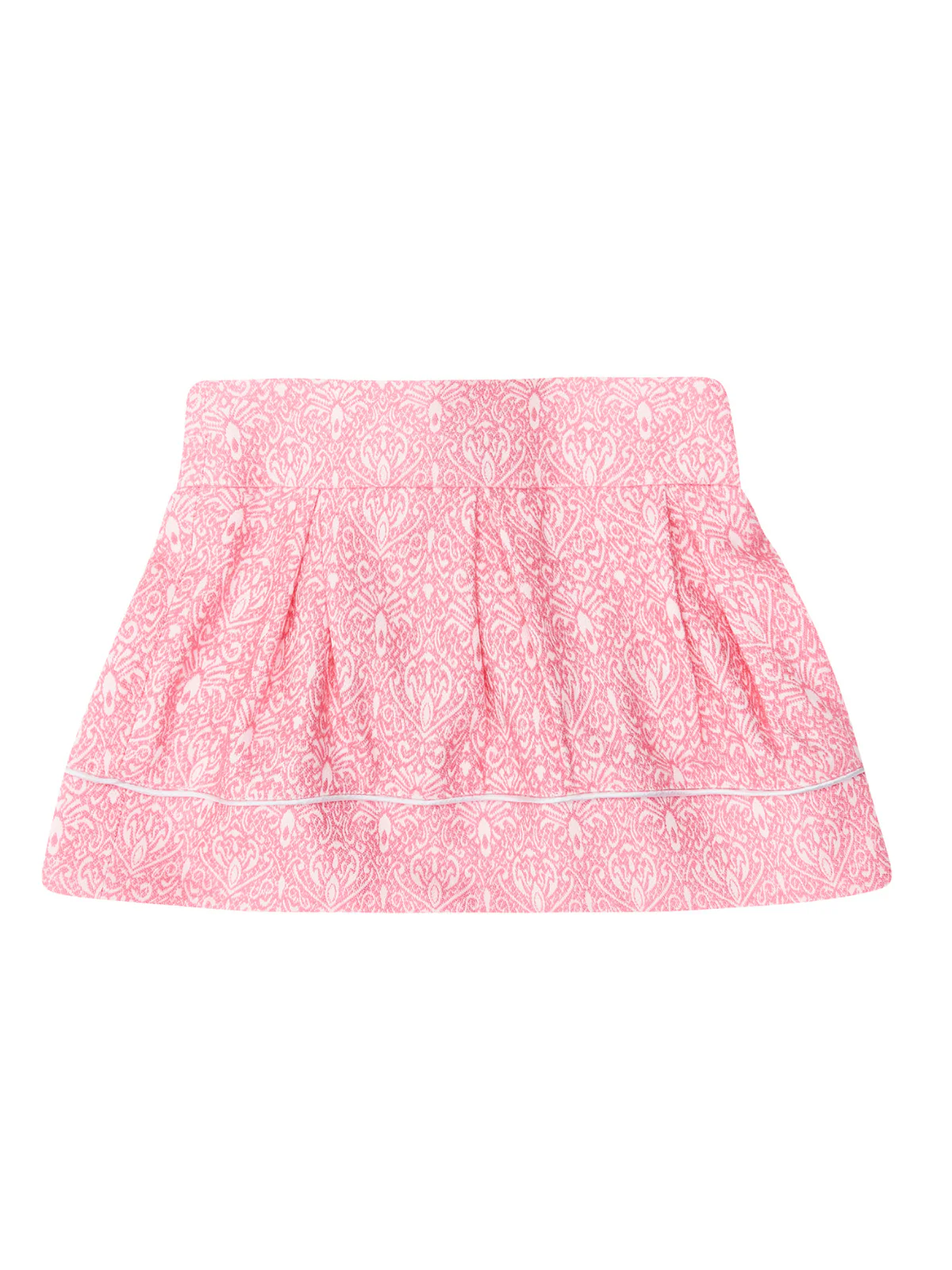 Pink Jacquard Hip Pleat Skirt by Kids Couture - Image 2