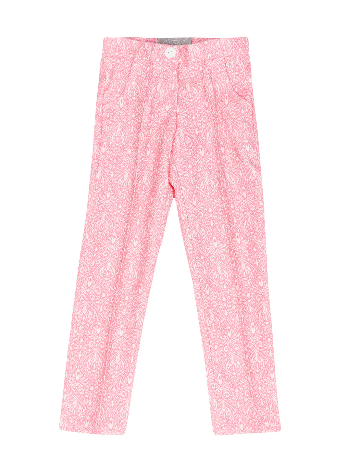 Sassy Pink Jacquard Pants by Kids Couture - Image 3