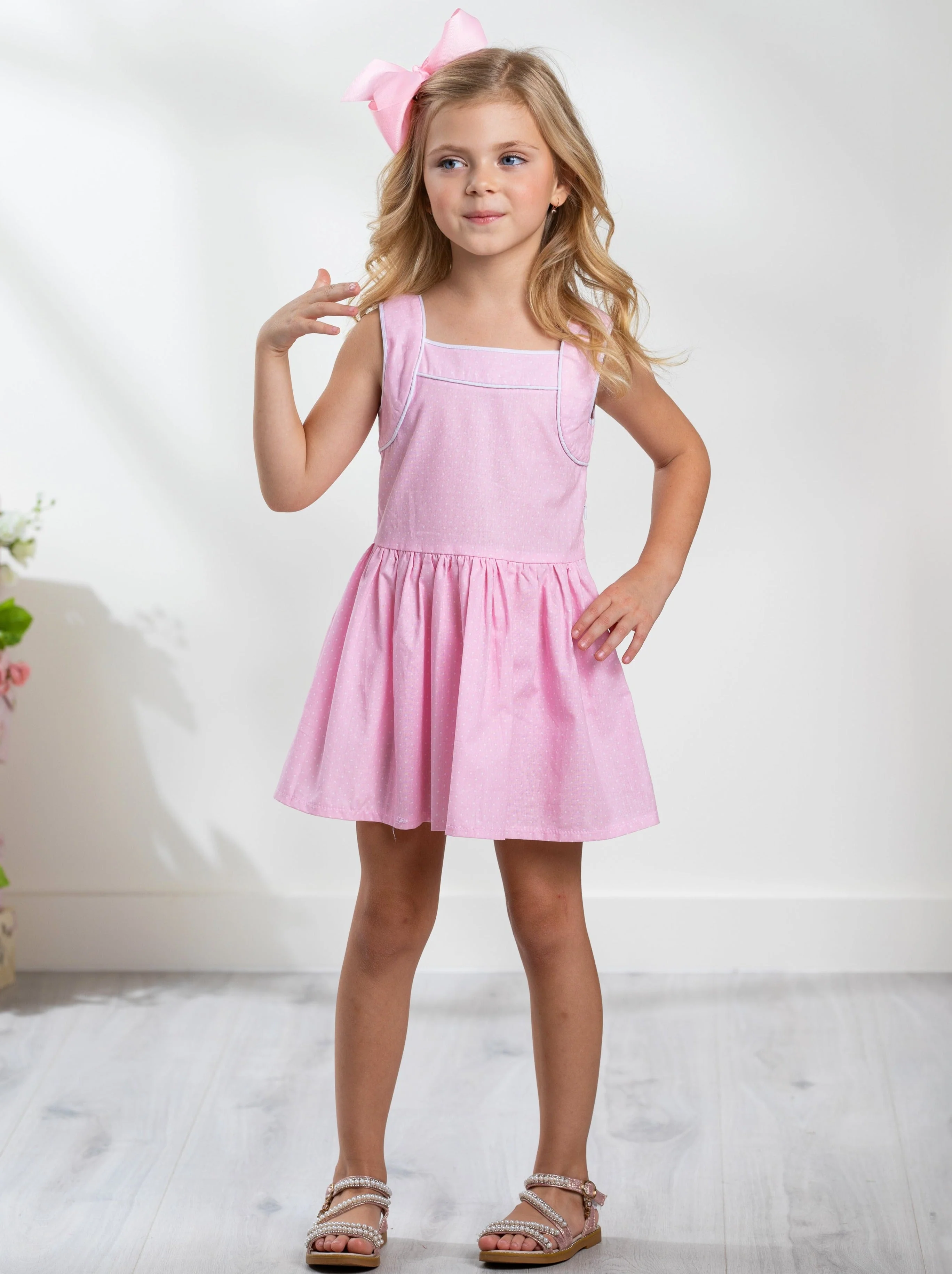 Pink Microdot Dress by Kids Couture - Image 2