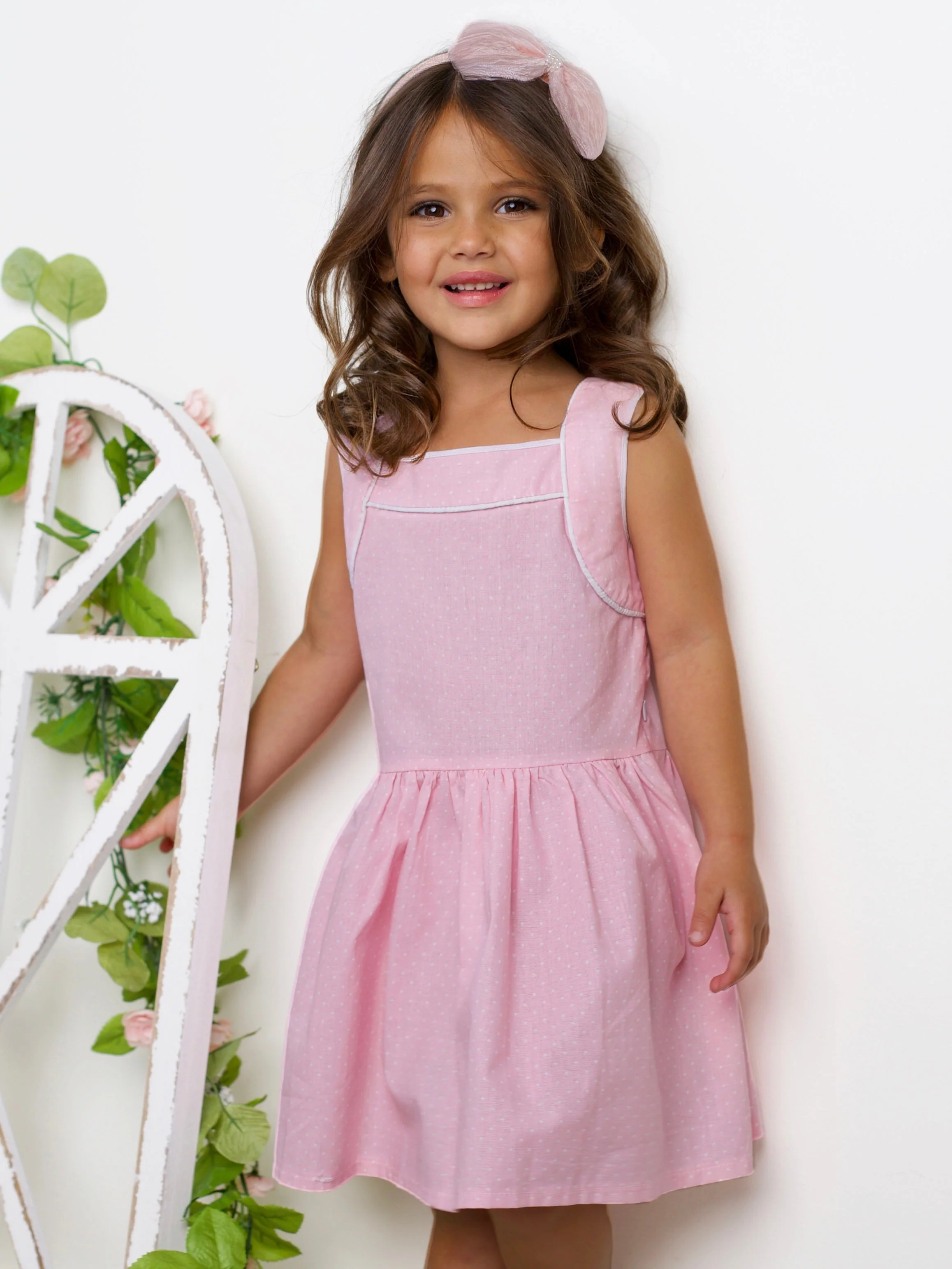Pink Microdot Dress by Kids Couture - Image 5
