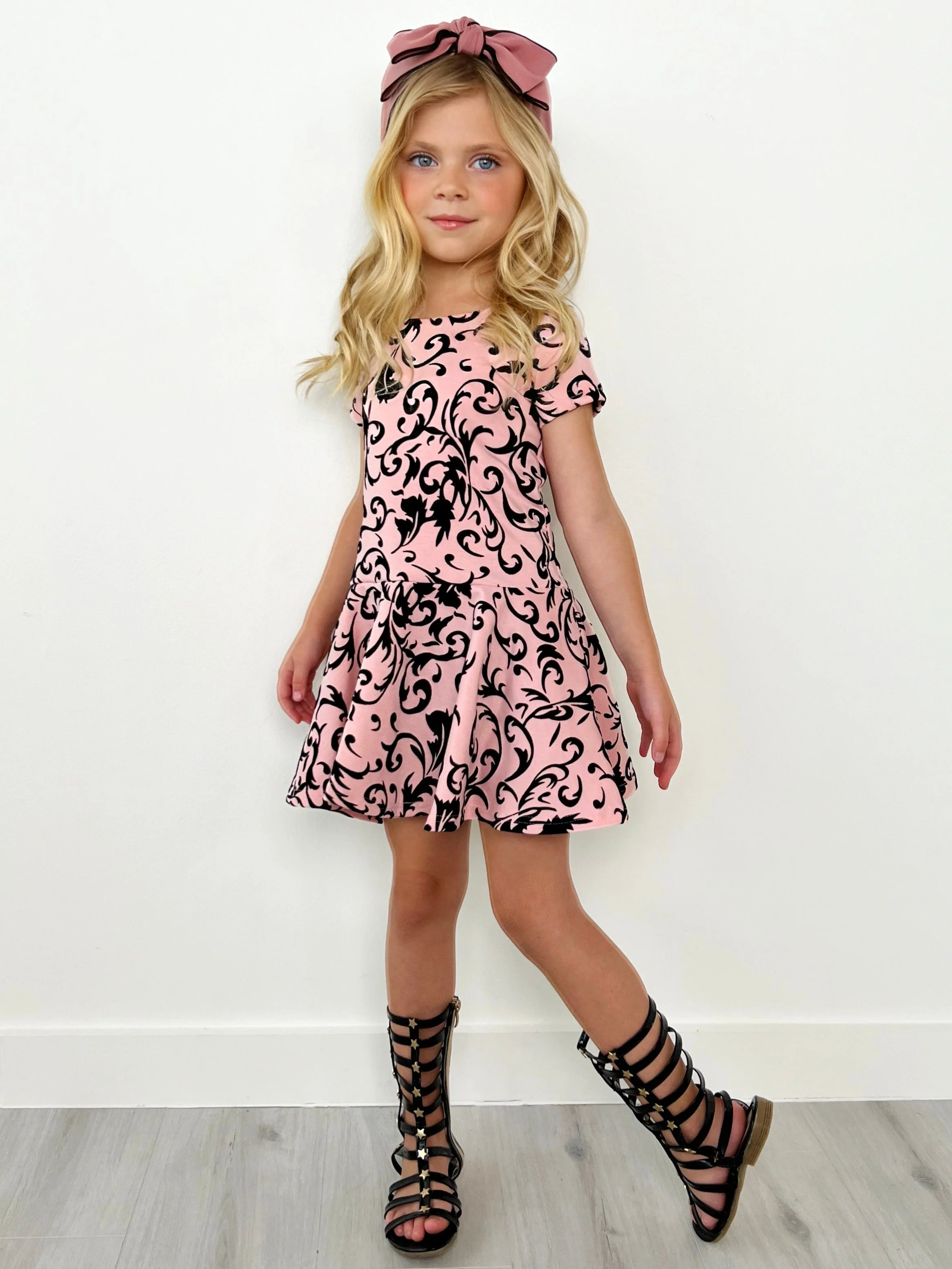 Pink Passion Velvet Brocade Dress by Kids Couture - Image 2