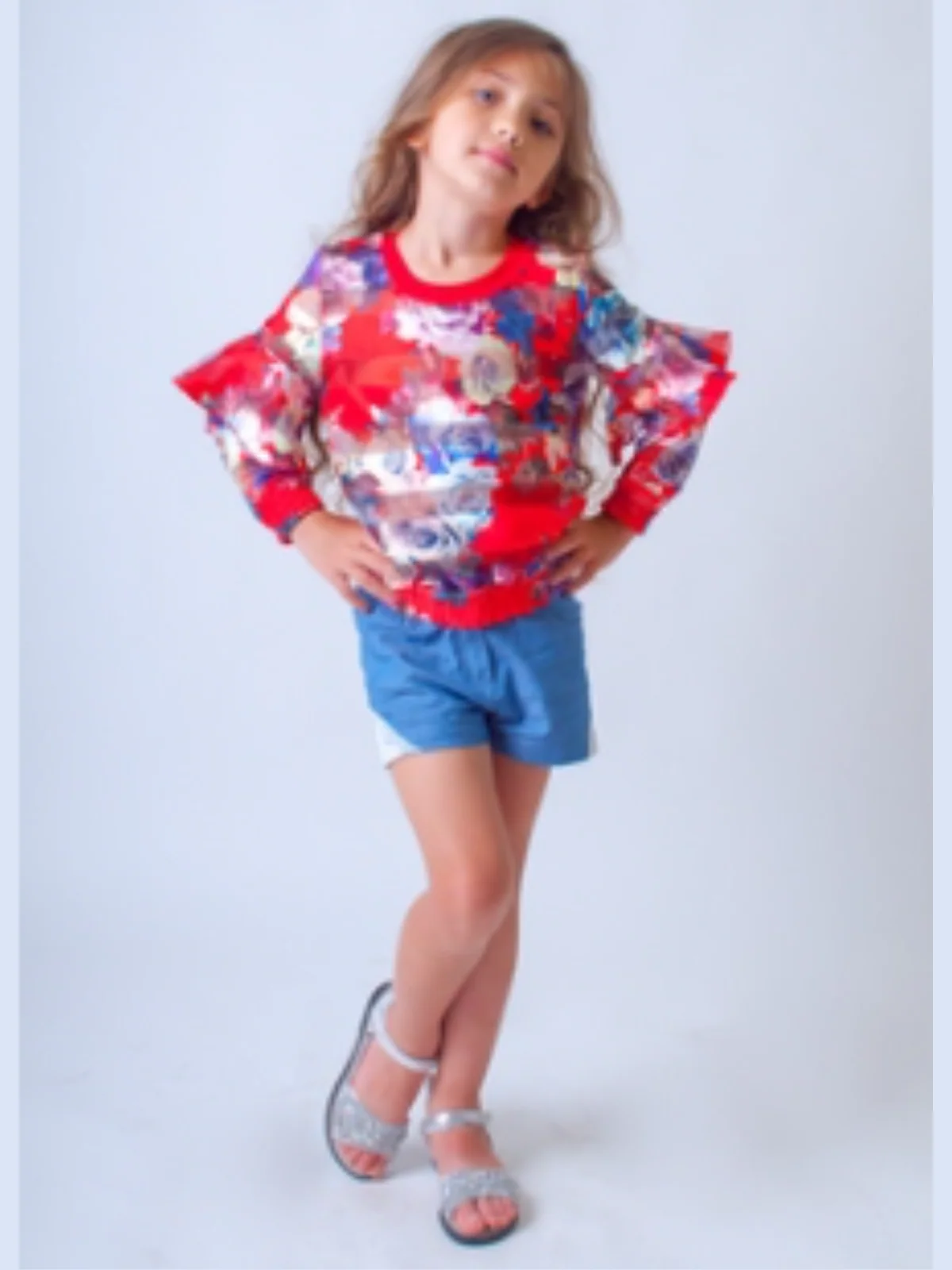 Airy Sheer Floral Ruffled Top by Kids Couture - Image 2