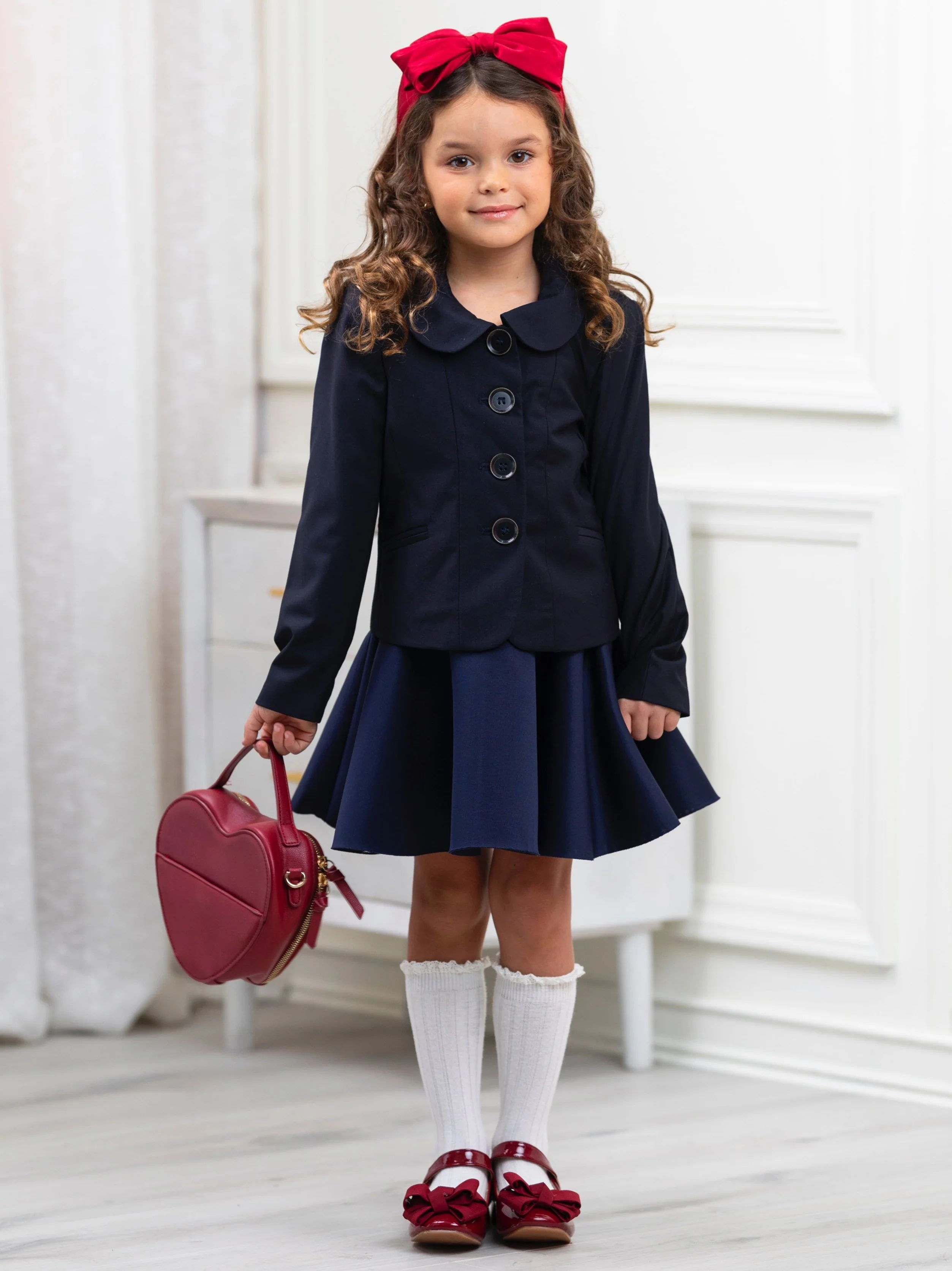 Refined Peter Pan Collar Navy Blazer by Kids Couture - Image 3