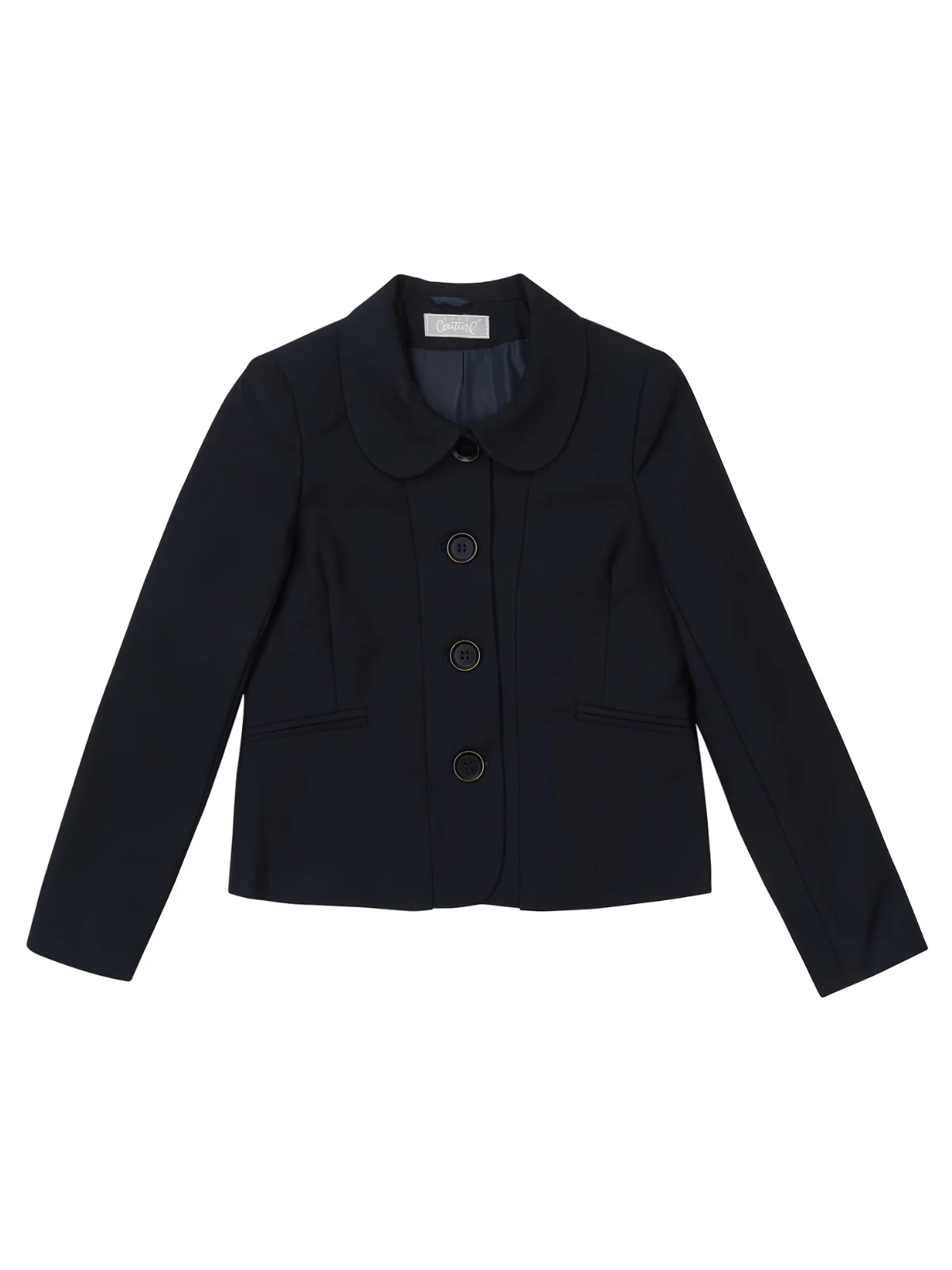 Refined Peter Pan Collar Navy Blazer by Kids Couture - Image 4