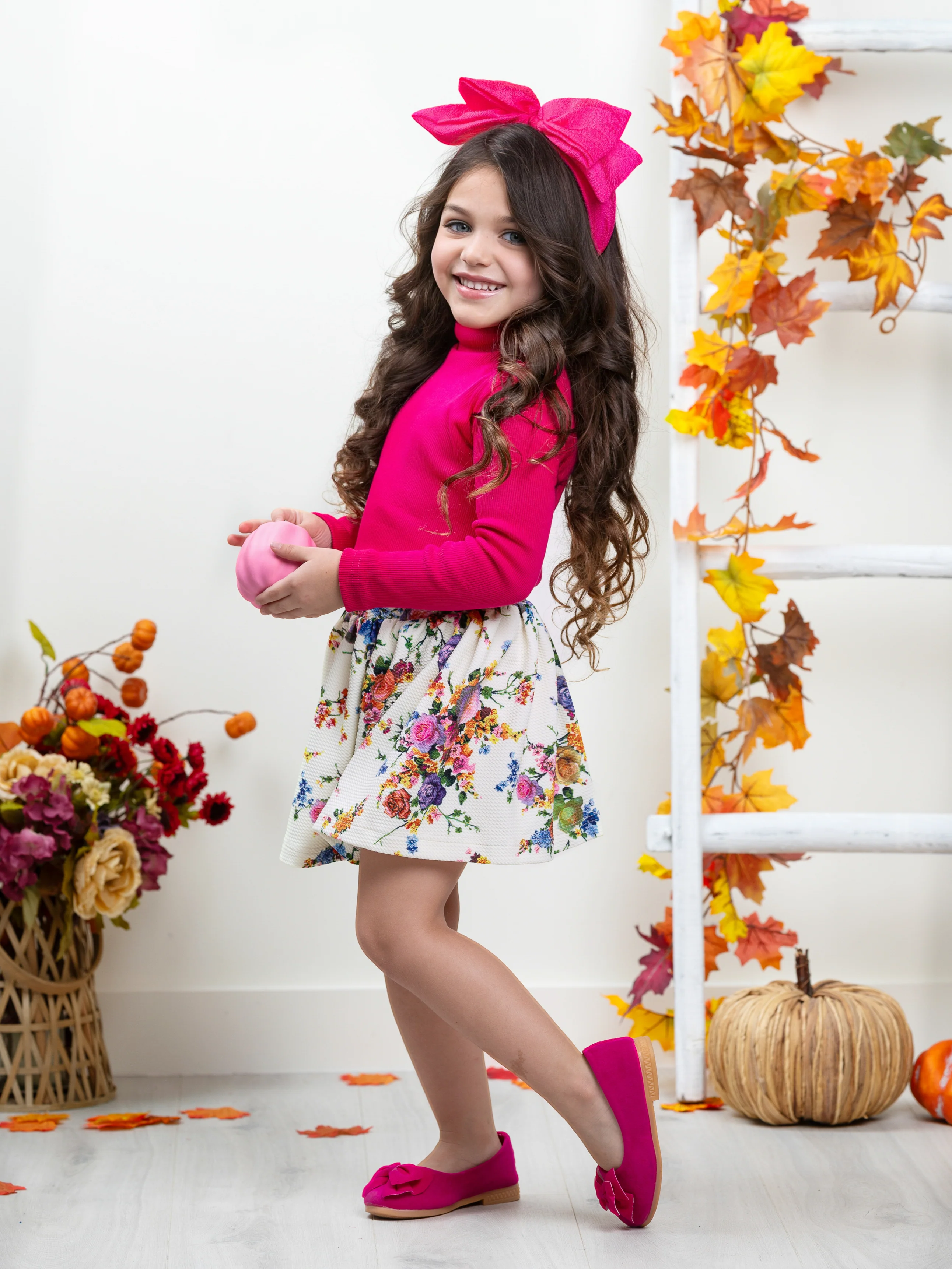 Fashion Flower Neoprene Pleated Skirt by Kids Couture - Image 2