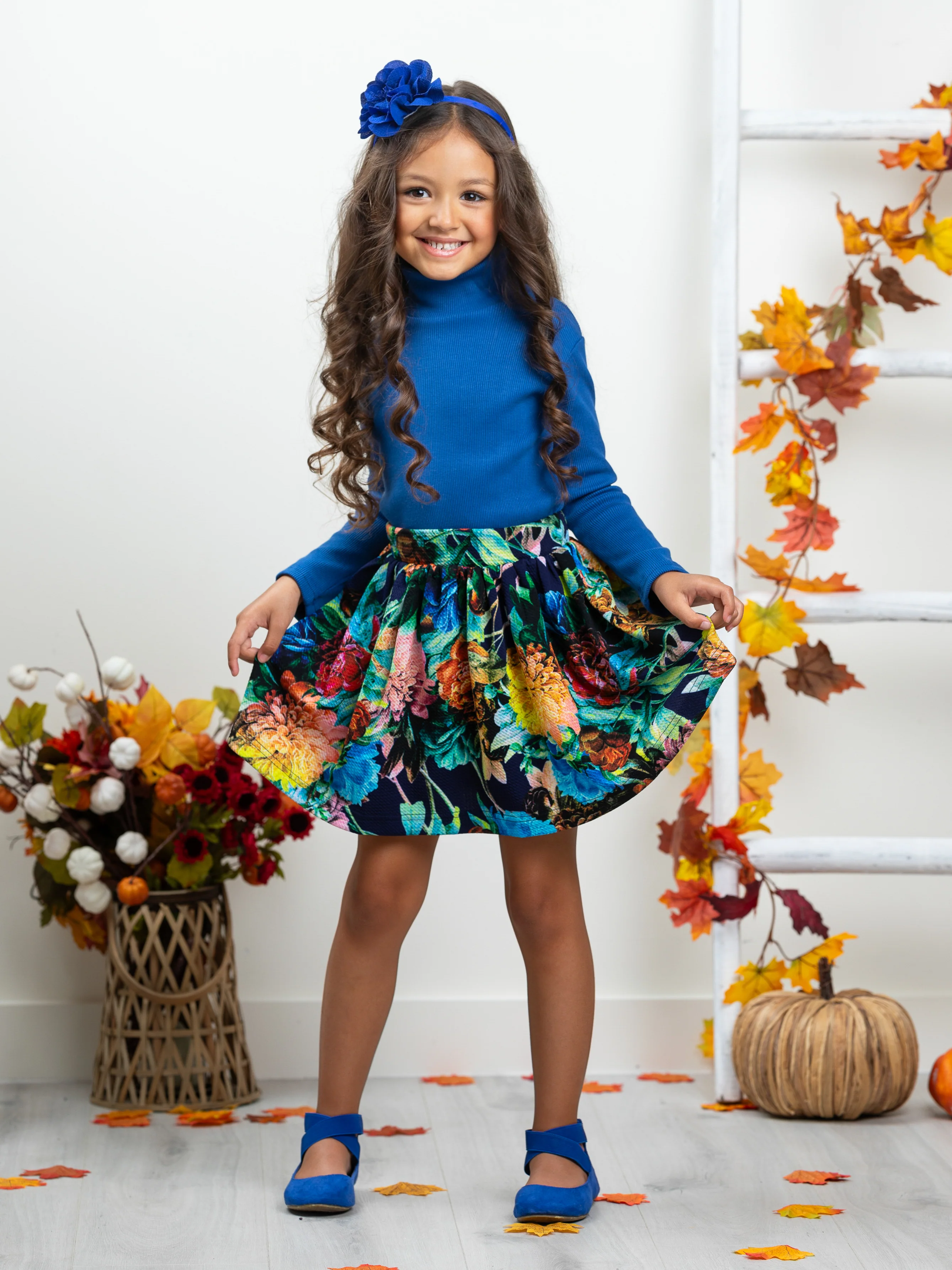 Floral Fun Neoprene Pleated Skirt by Kids Couture - Image 2