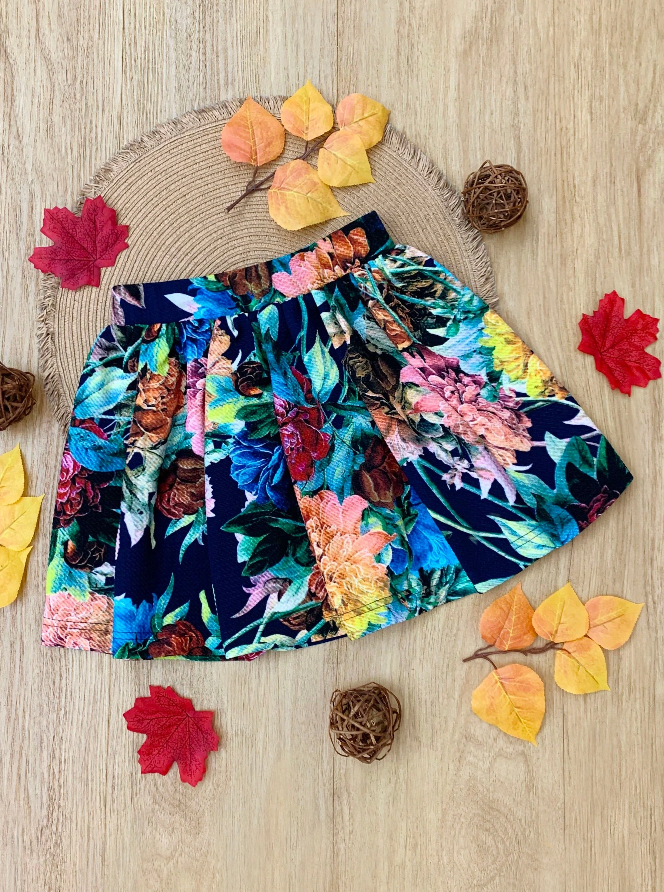 Floral Fun Neoprene Pleated Skirt by Kids Couture - Image 4