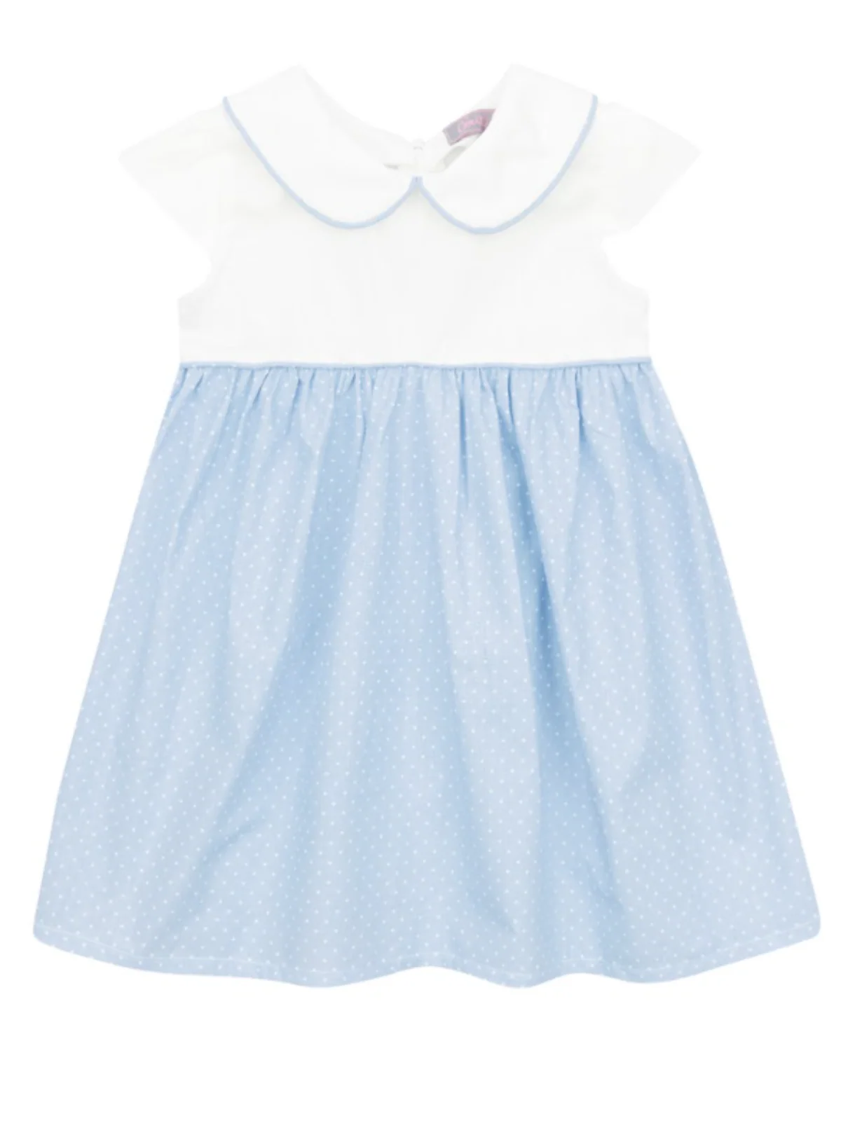 Blue Peter Pan Collared Polka Dot Dress by Kids Couture - Image 3