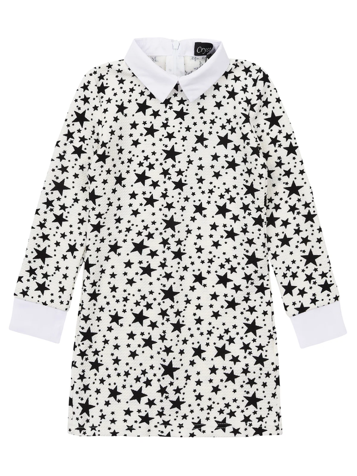 White Stellar Star Collared Dress by Kids Couture - Image 4