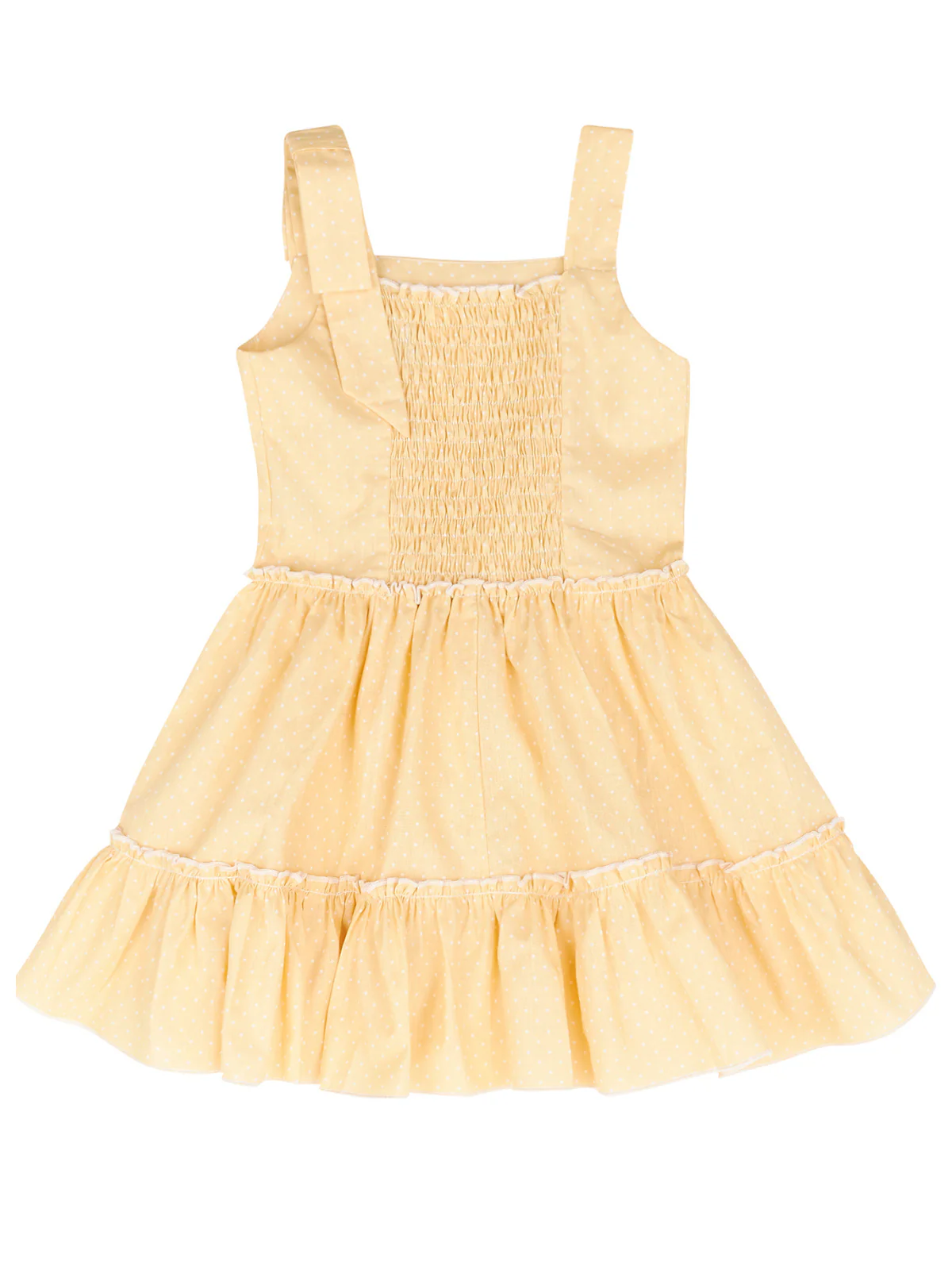 Sunny Yellow Polka Dot Smocked Dress by Kids Couture - Image 5