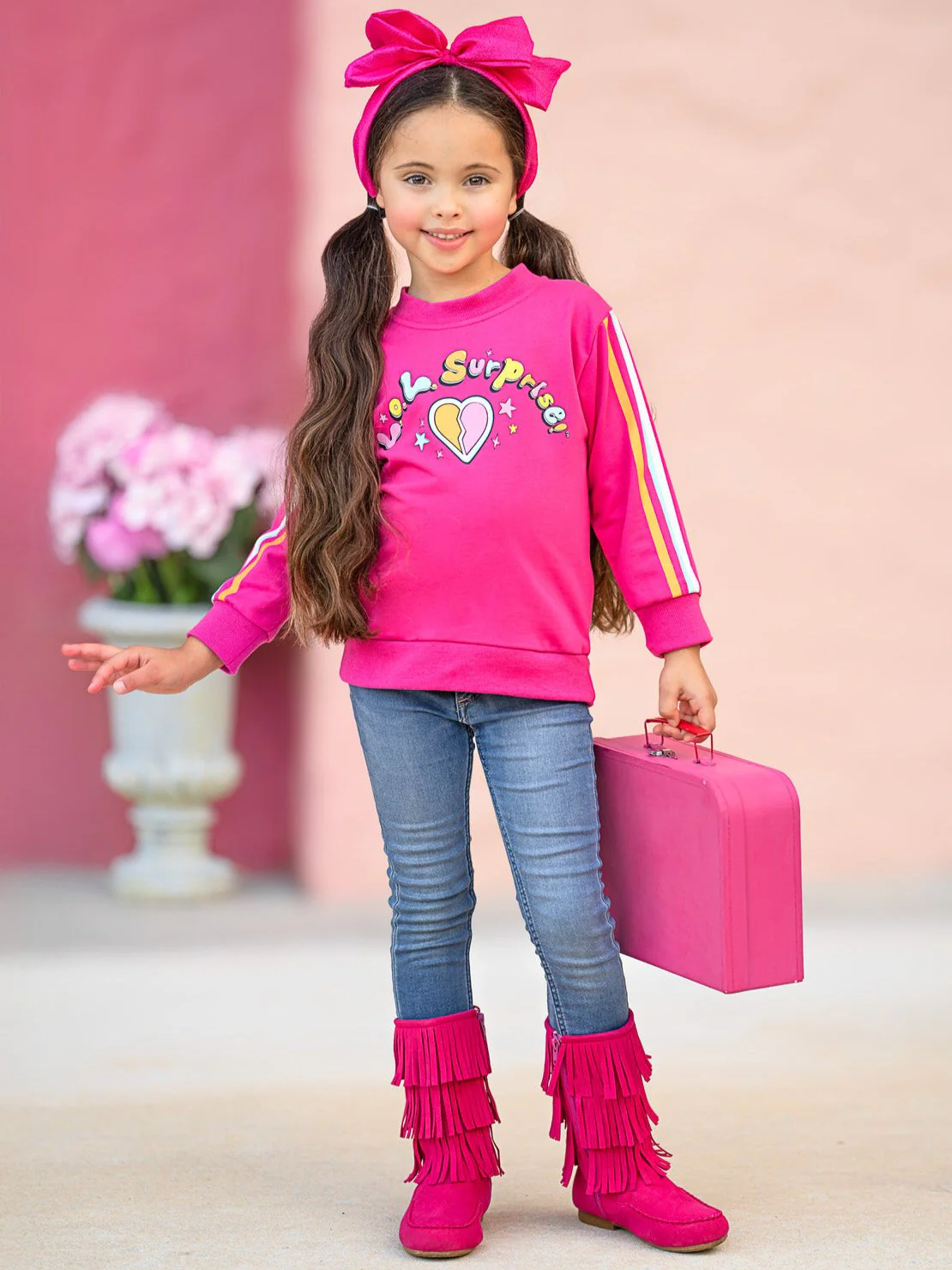 L.O.L. SURPRISE! Pink Rainbow Stripe Sweatshirt - Image 2