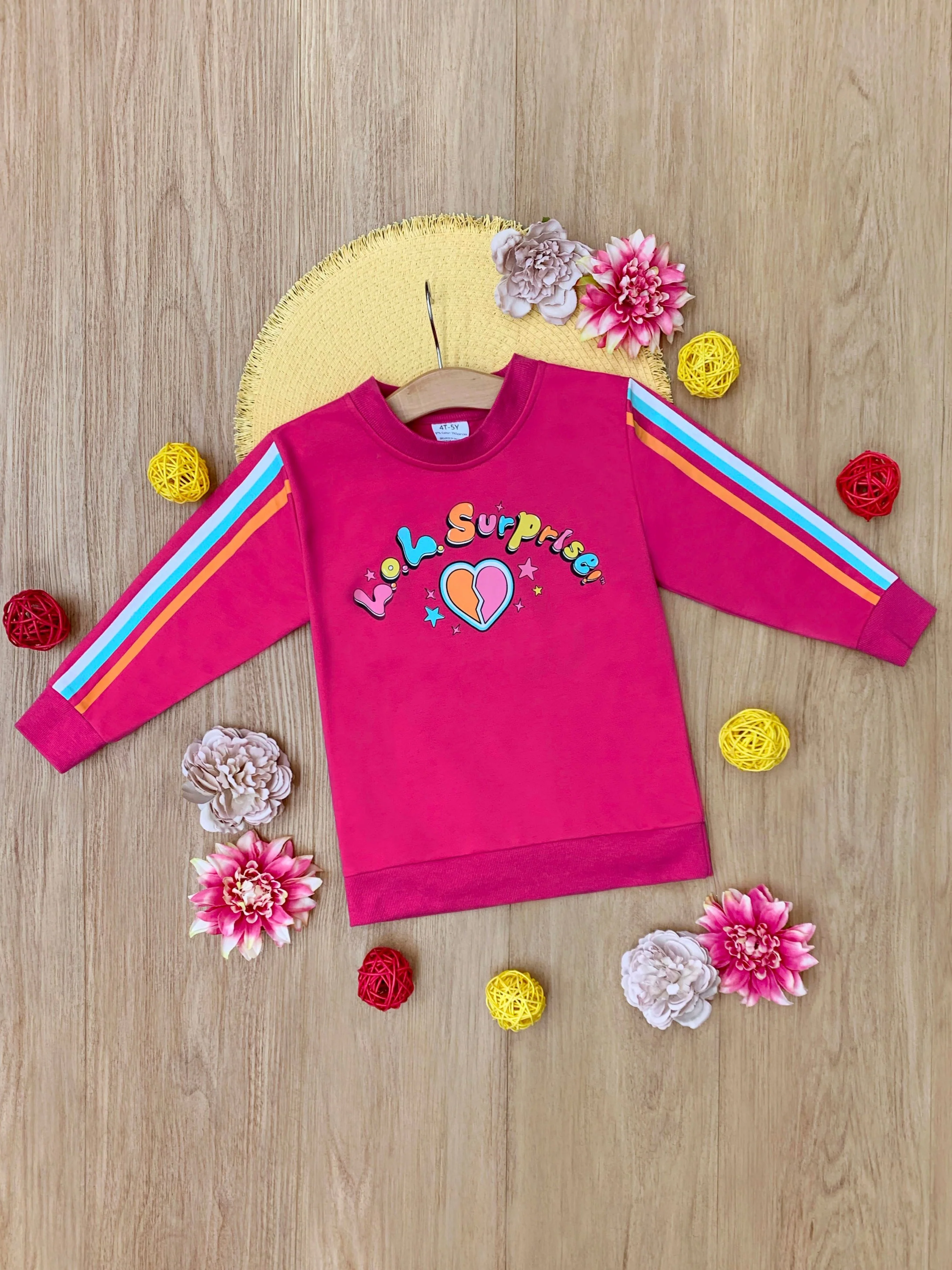 L.O.L. SURPRISE! Pink Rainbow Stripe Sweatshirt - Image 4