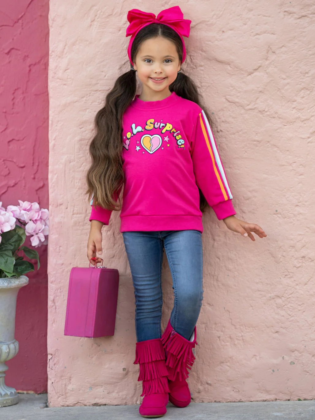 L.O.L. SURPRISE! Pink Rainbow Stripe Sweatshirt - Image 6
