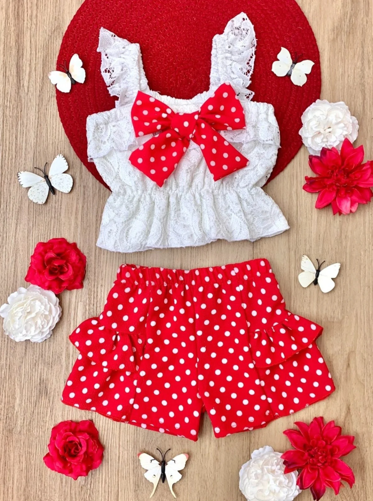 Sun-Kissed Spots Lace Top and Ruffle Short Set - Image 4