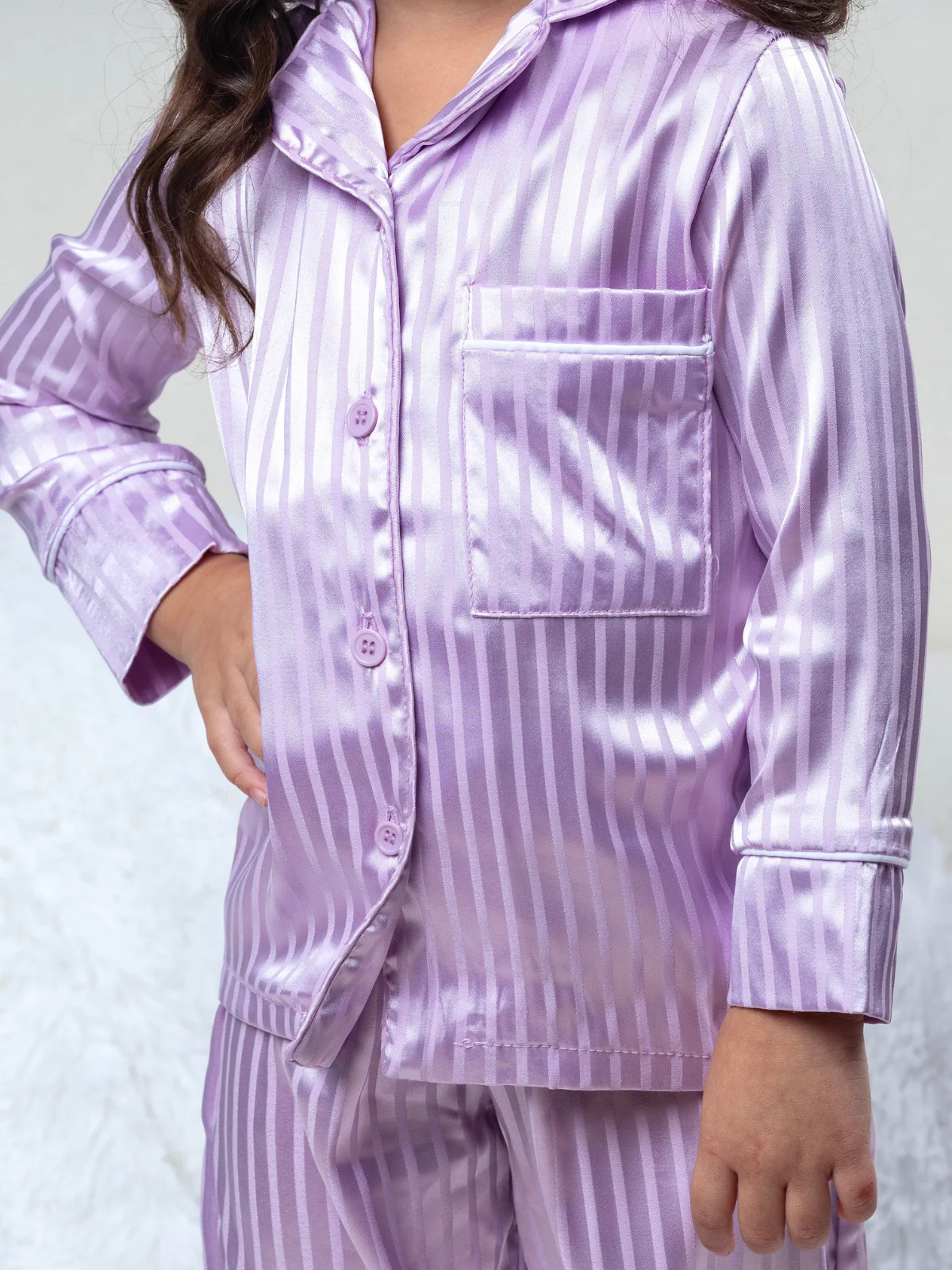 Lavender Luxe Satin Stripe Pajama Set - Image 2