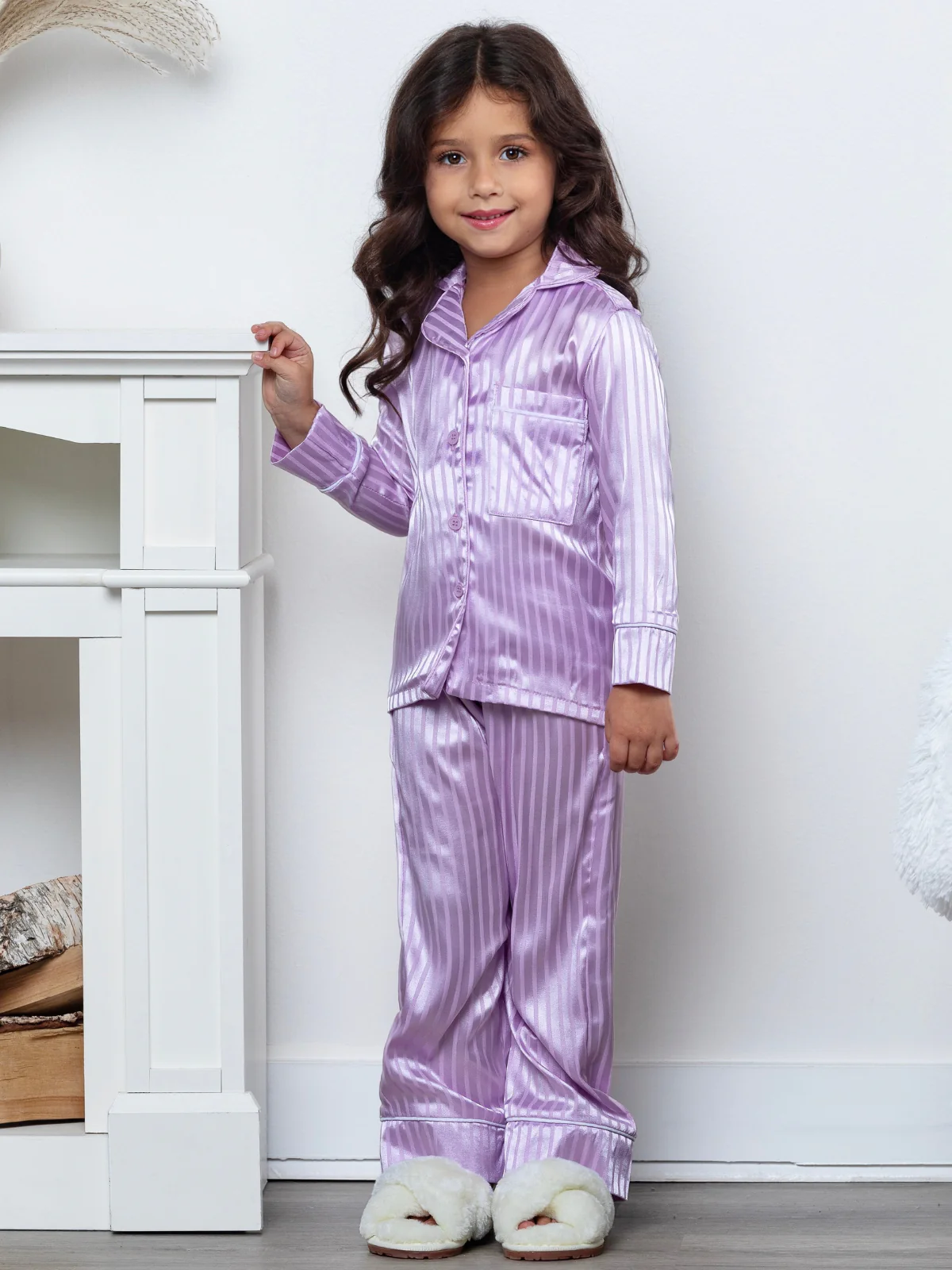 Lavender Luxe Satin Stripe Pajama Set - Image 3