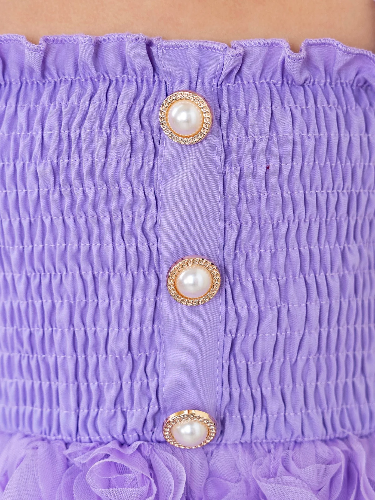 Lavender Bloom Pearl Button Rosette Tulle Dress - Image 2