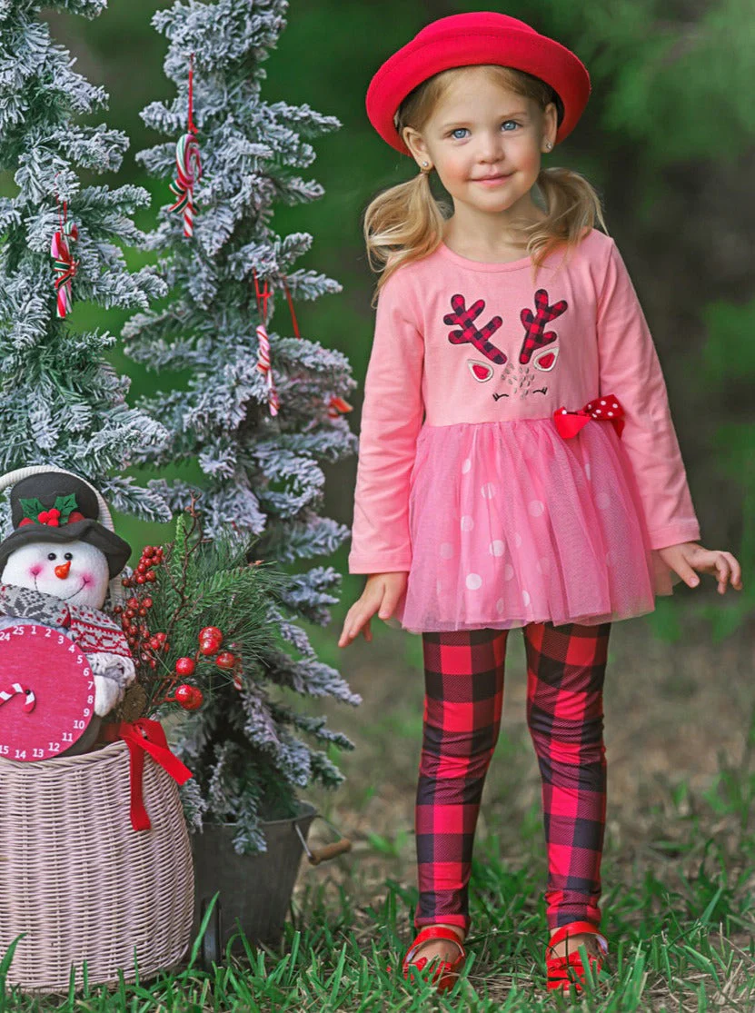 Prancing Reindeer Polka Dot Tutu Tunic and Legging Set - Image 6
