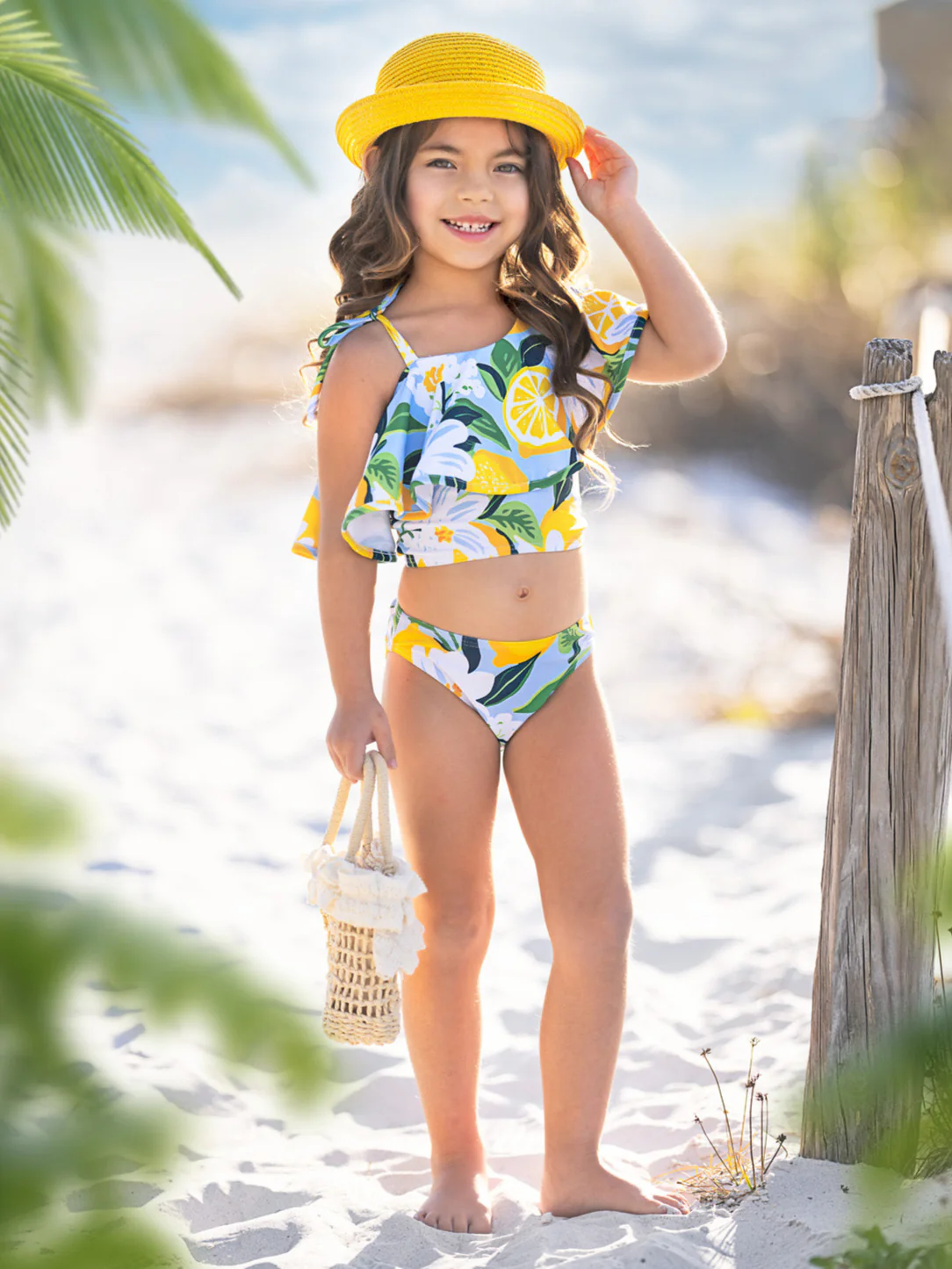 Citrus Splash Lemon Print Two-Piece Swimsuit - Image 2